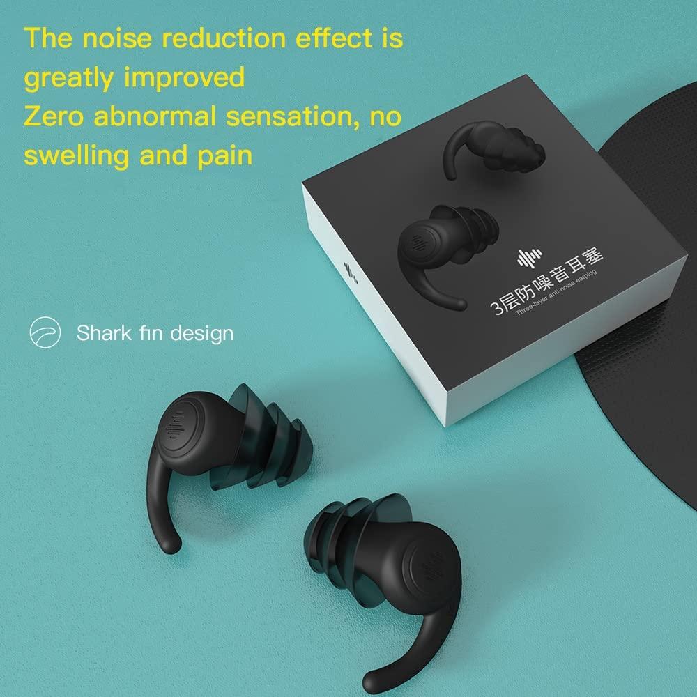KEYVOR Earplugs Sleep Noise Cancelling Sleeping earplugs Silicone Sound Insulation Ear Noise Reduction Filter Earplugs Soft Foam Sleeping earplugs Anti-Noise Earplugs for Sleep (Size : Black-M)