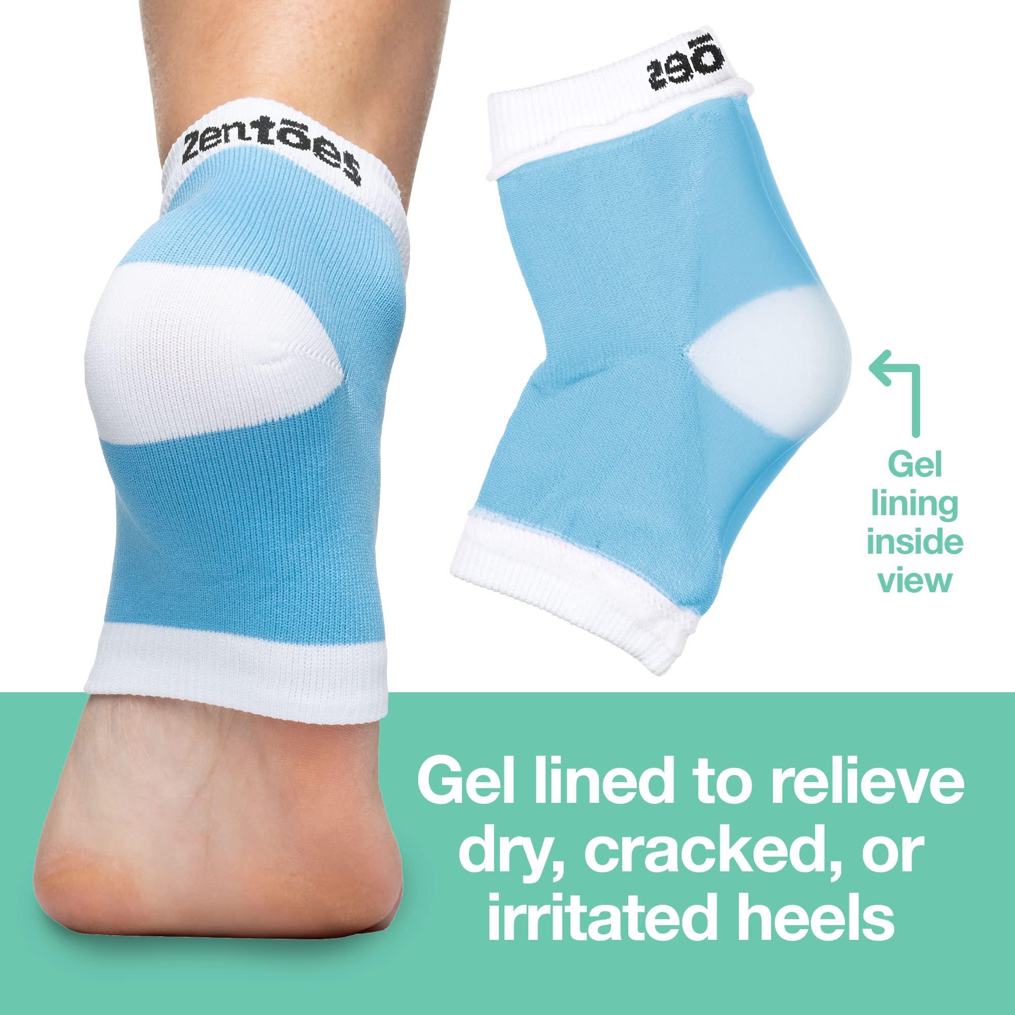 ZenToes ZenToes Moisturizing Heel Socks 2 Pairs Gel Lined toeless spa Socks to heal and Treat Dry, Cracked Heels (Cotton, Blue)
