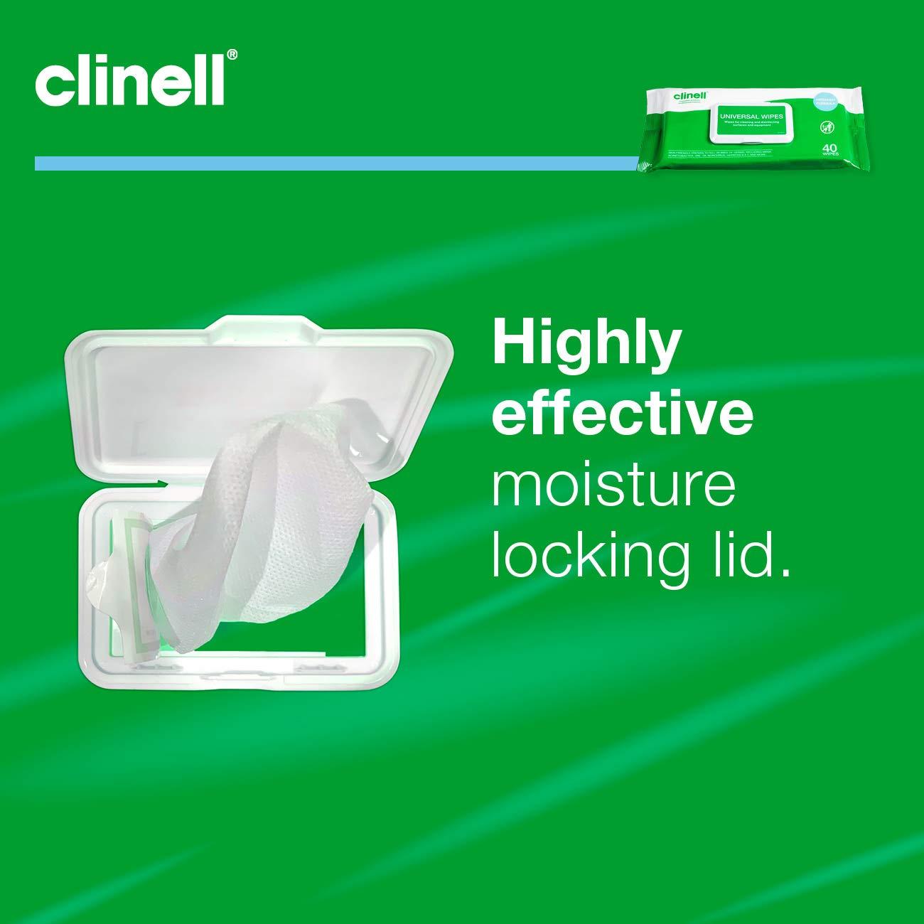 Clinell Clinell Universal Cleaning and Disinfectant Wipes for Surfaces - Pack of 120 Wipes - Multi Purpose Wipes, Kills 99.99% of Germs, Quick Action