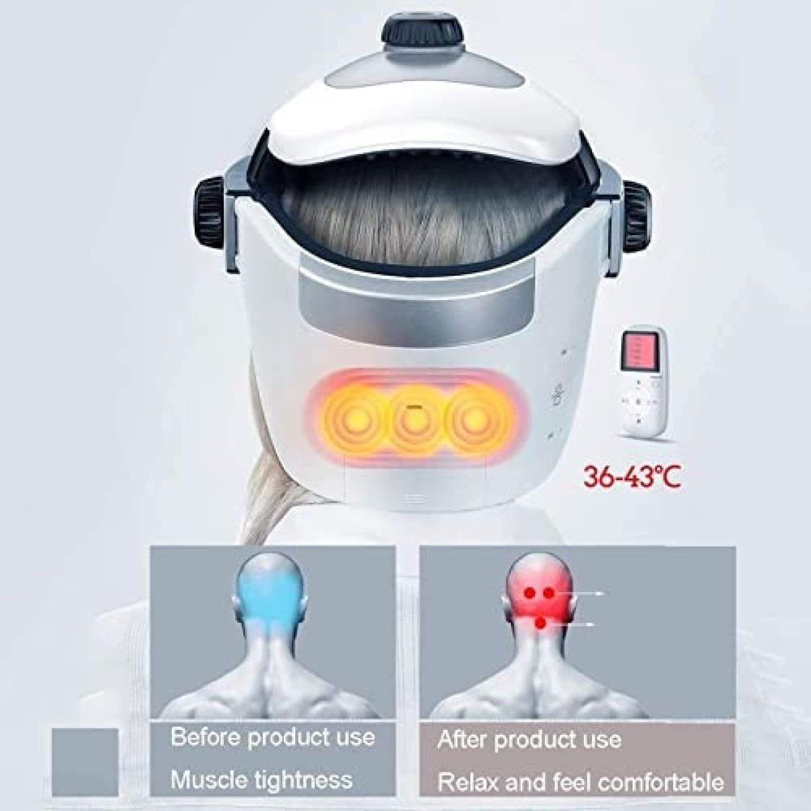 HEAXIY Electric Head Massager, Neck Massage Helmet with Heat, Kneading, Air Compression, Acupuncture Points Massager for Headache, Stress Relief, Deep Sleeping
