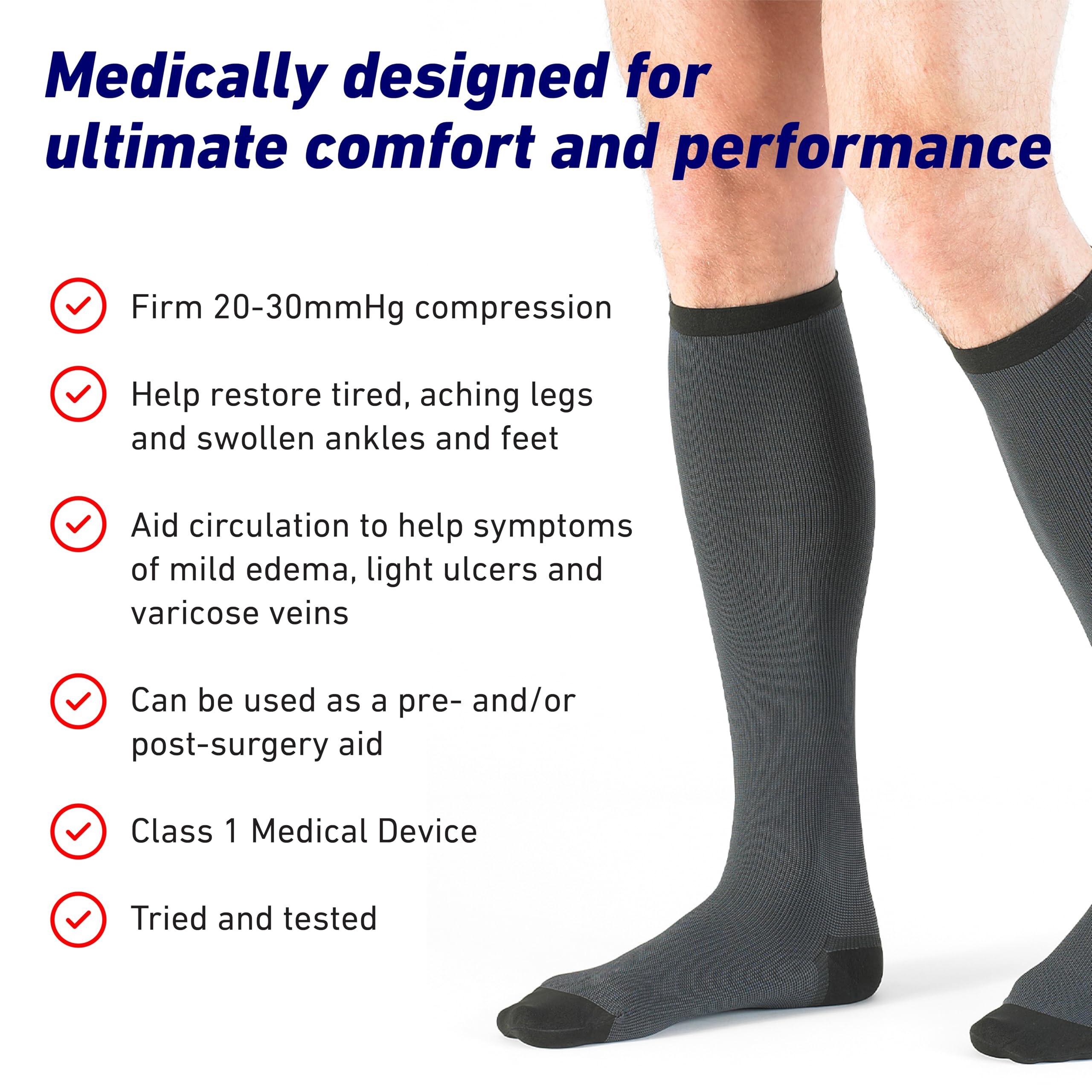 Neo-G Neo G Therapeutic Compression Socks Men 20-30 mmhg knee high - for spider or varicose veins, swollen legs, feet, ankles, treating mild edema. Mens compression socks for swelling - Black - M