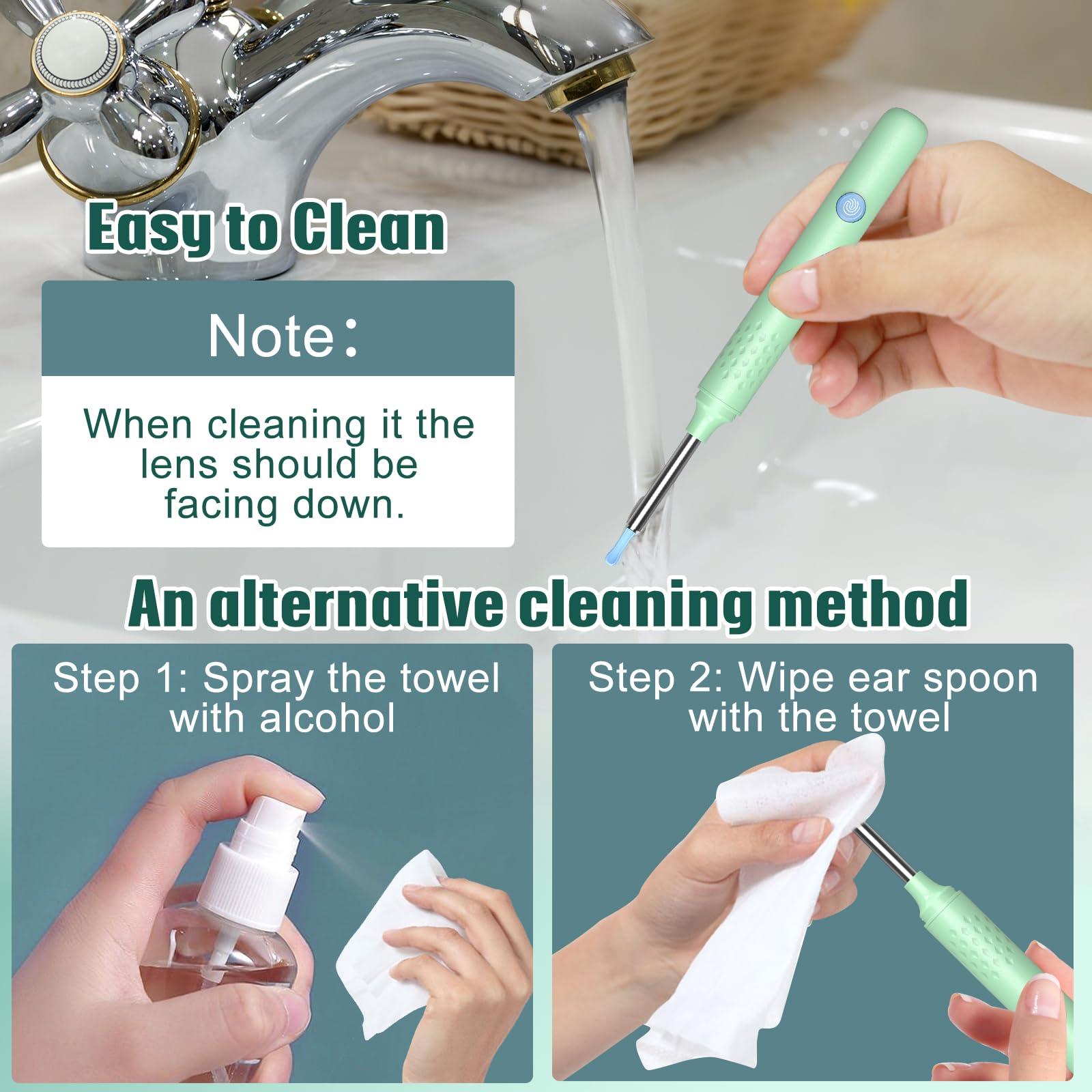 LMECHN LMECHN Ear Wax Removal, Ear Camera Otoscope with LED Light, Ear Wax Removal Kit with 1080P, 3.5 mm Waterproof Ear Endoscope, Ear Cleaning Kit for iPhone, iPad, Android Phones-Green