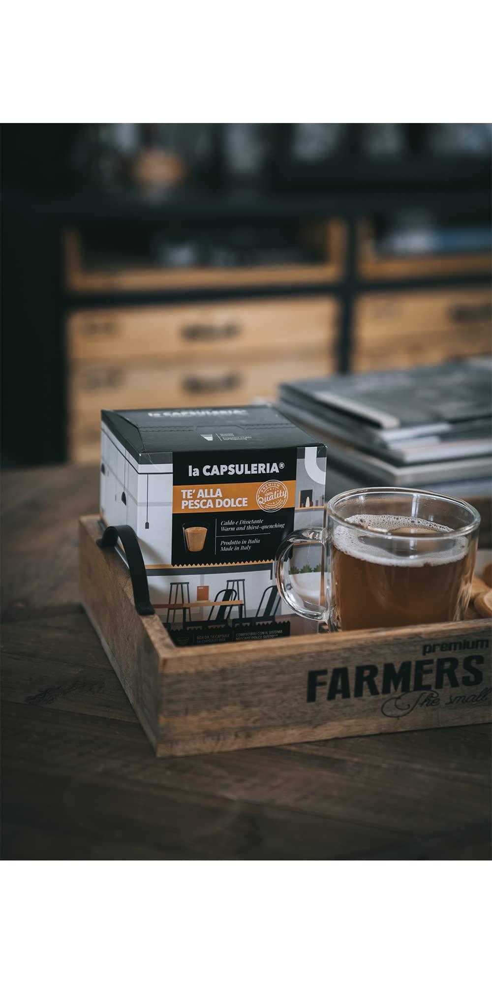 La Capsuleria Peach Tea (48 Capsules) Compatible with Nescaf Dolce Gusto, 3 Boxes x 16 Pods (48 Servings Total), La Capsuleria