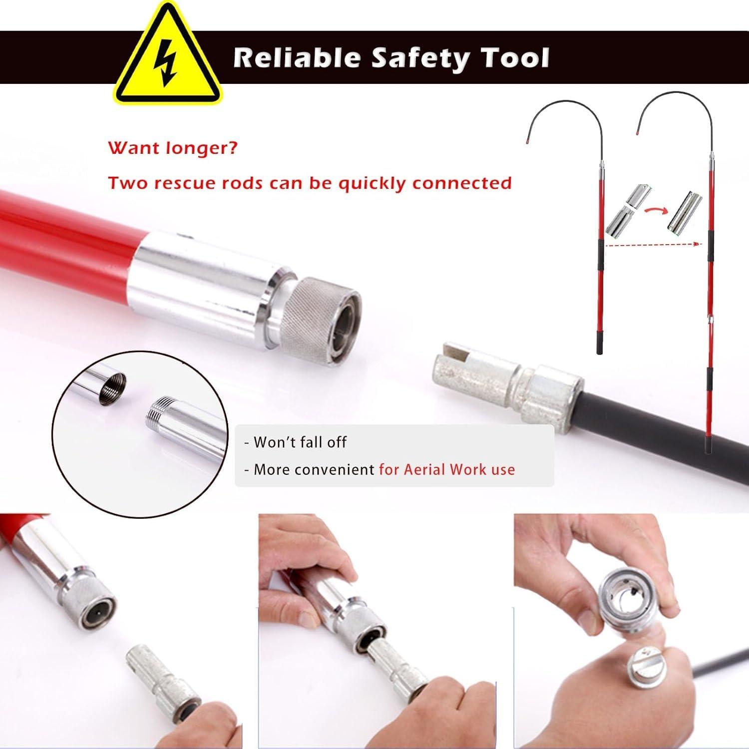 BESTXH BESTXH High Voltage Insulated Rescue Hook, Electrical Safety Rescue Hook Lightweight, 220lb Load Safety Rescue Hook, Detachable Insulated Rescue Hooks, for Electrician Fire,Green,3.3ft/1m