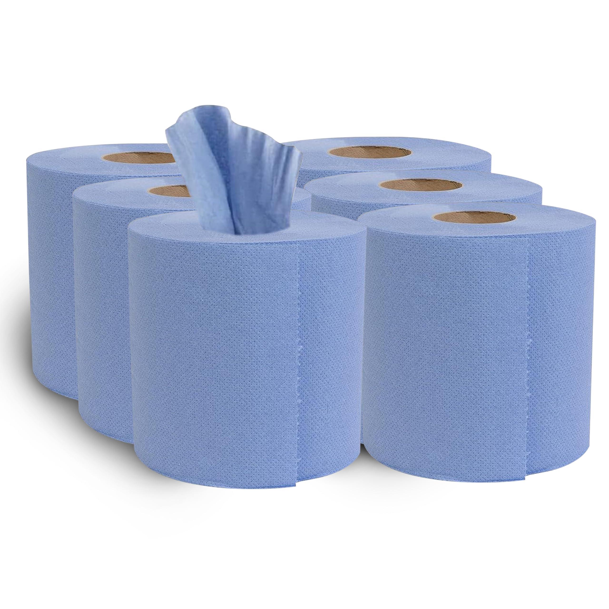 H-LINE Blue Rolls Centrefeed 2 Ply Embossed Blue Roll Blue Rolls Paper Towel Tissue (Blue, Pack of 24)