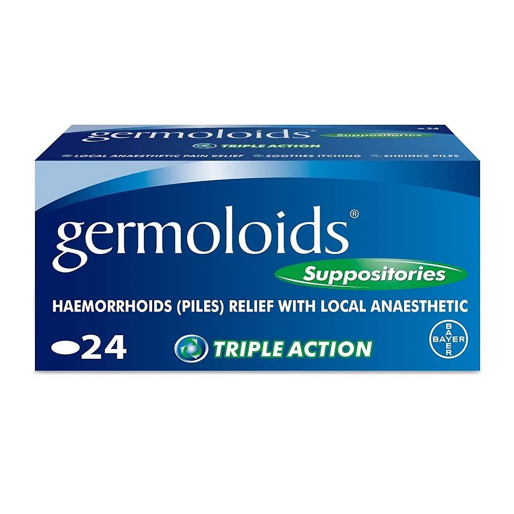 Germoloids Germoloids Hemorrhoid Cream, Piles Treatment with Anaesthetic to Numb The Pain & Itch, 55 g, Pack of 1 with Piles Treatment Suppositories, Triple Action with Anaesthetic to Numb The Pain & Itch, 55 g