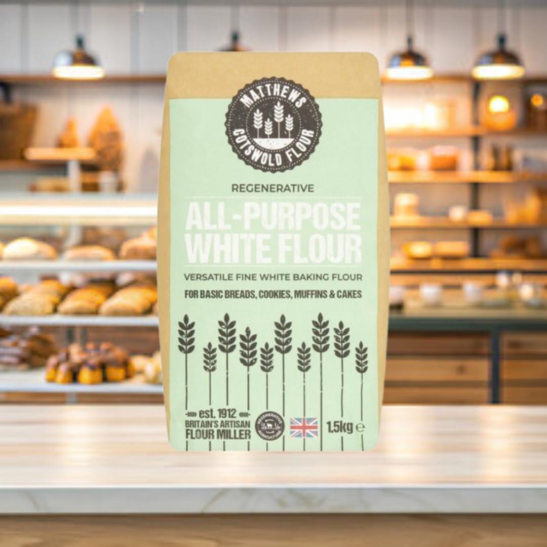 Generic Matthews Strong White Flour 1.5kg and Matthews White Spelt Flour 1.5Kg - High-Protein British Wheat and Regeneratively Farmed Ancient Grain Spelt for Nutritious and Delicious Baking