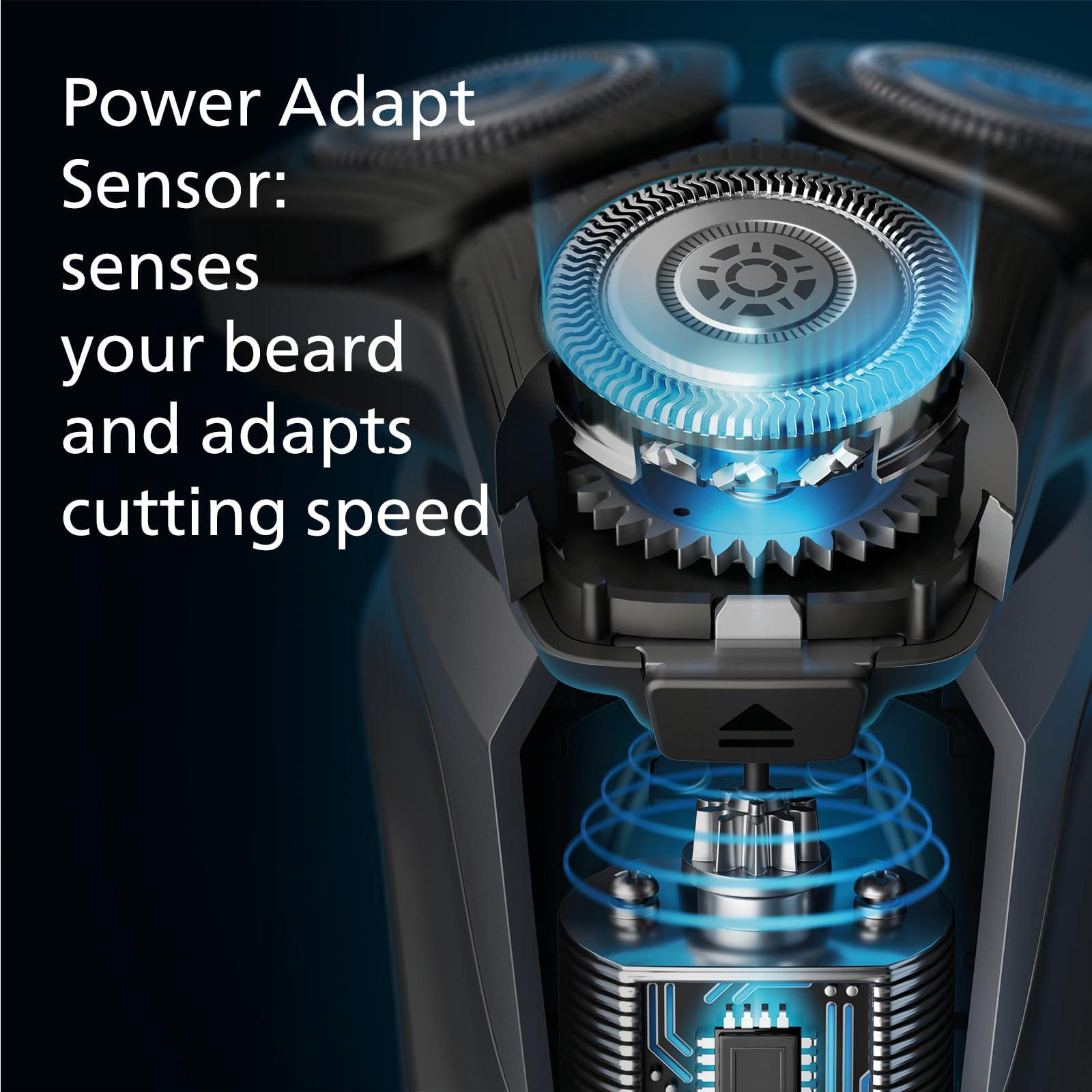 PHILIPS Philips Shaver Series 5000 - Wet & Dry Electric Shaver in Carbon Grey with 1 x Integrated Pop-up Trimmer, Soft Pouch, Protective Cap and Charging Stand (Model S5887/13)