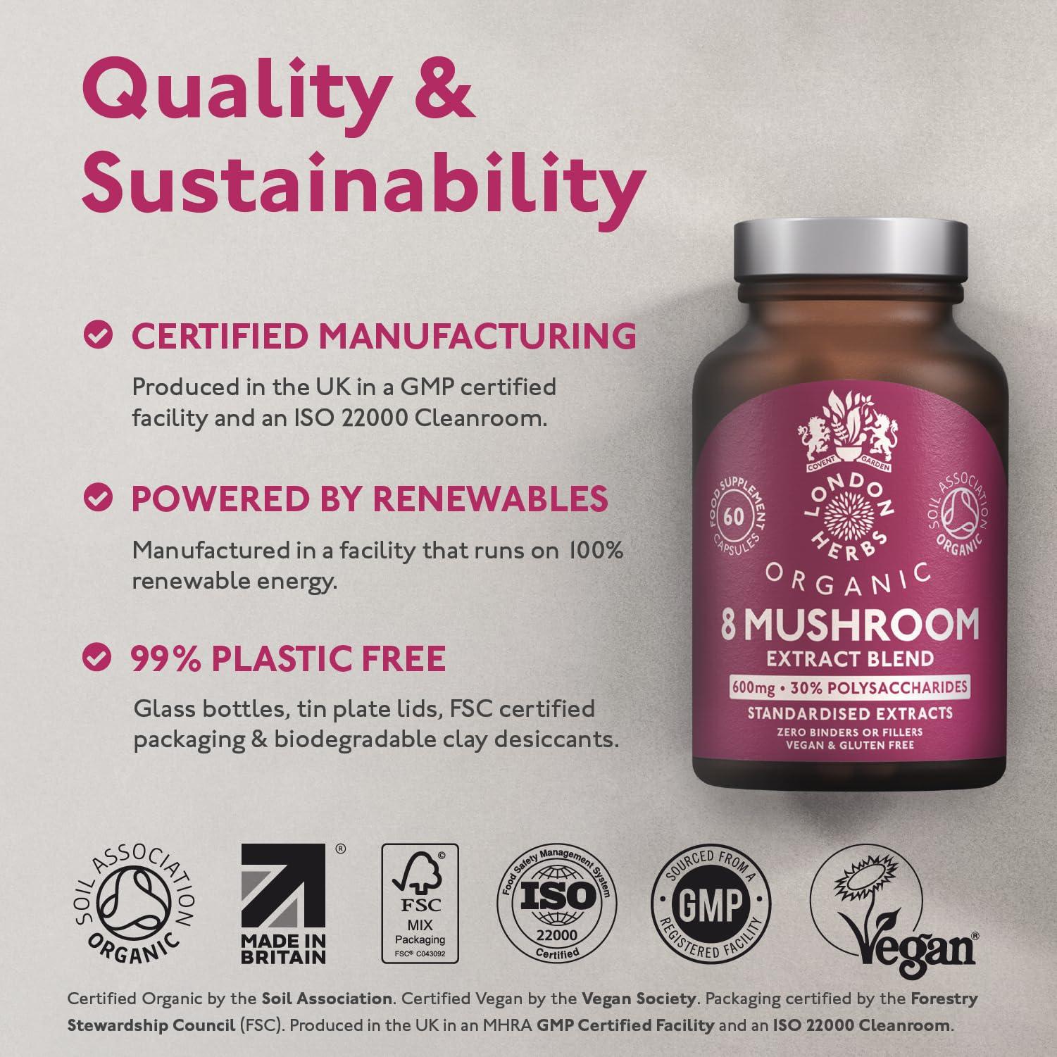 London Herbs 8 Mushroom Complex Organic Extracts 60ct