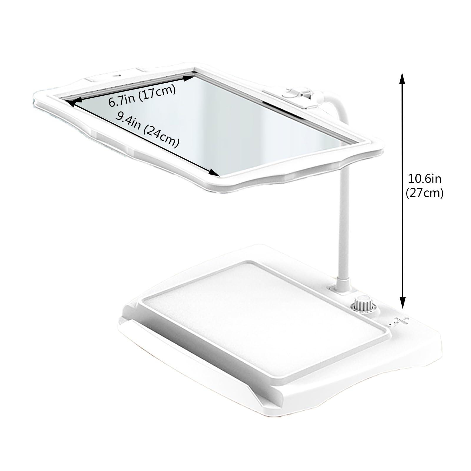 PRUTUHEA PRUTUHEA Desktop Low Vision Digital Magnifier, HD Display Electronic Reading Aid, 4X Zoom, Touch Dimming, Rechargeable Design, for Reading, Writing, Viewing Maps(White)