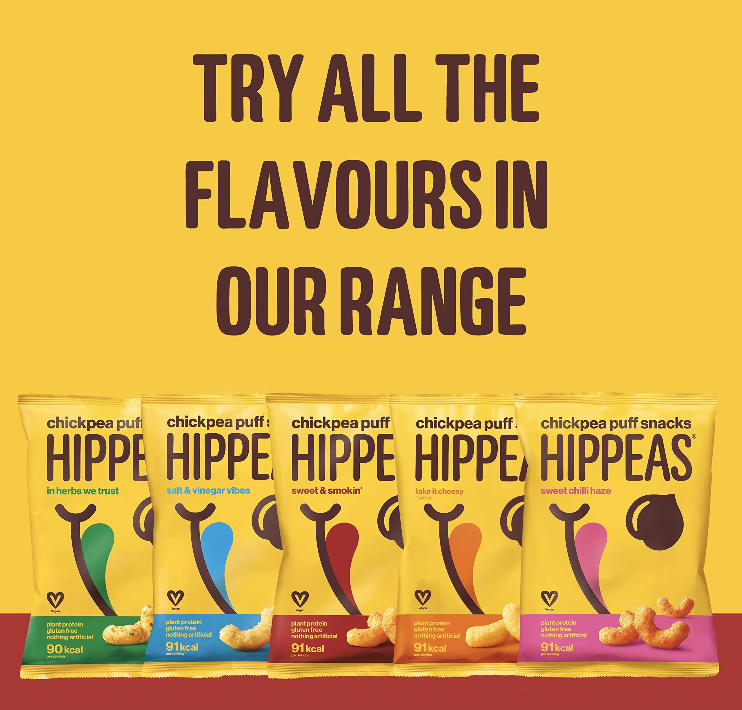 Hippeas HIPPEAS Salt & Vinegar Chickpea Puff Vegan Crisps Multipack | 50 x 15g Packets | Plant-Based, Source of Protein | Free from Gluten & Artificial Flavours | Light & Crunchy - 62 calories per serving