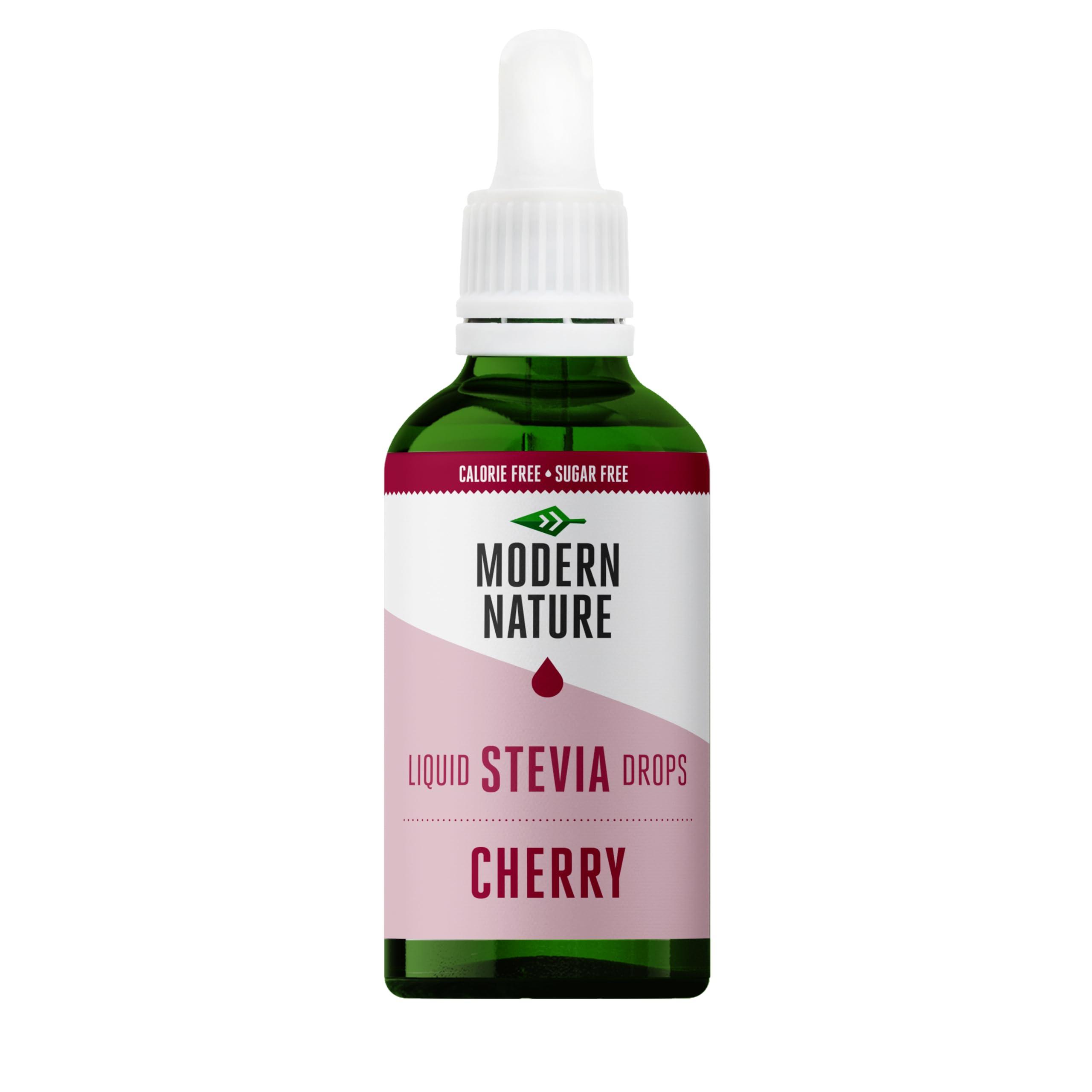 Modern Nature Modern Nature Cherry Flavour Drops - Liquid Stevia Drops Sweetener - Zero Calorie Sugar Free Squash & Syrup Alternative Flavour Water, Protein Powder, Yoghurt, Iced Tea - Vegan, Keto Sweetner 100ml