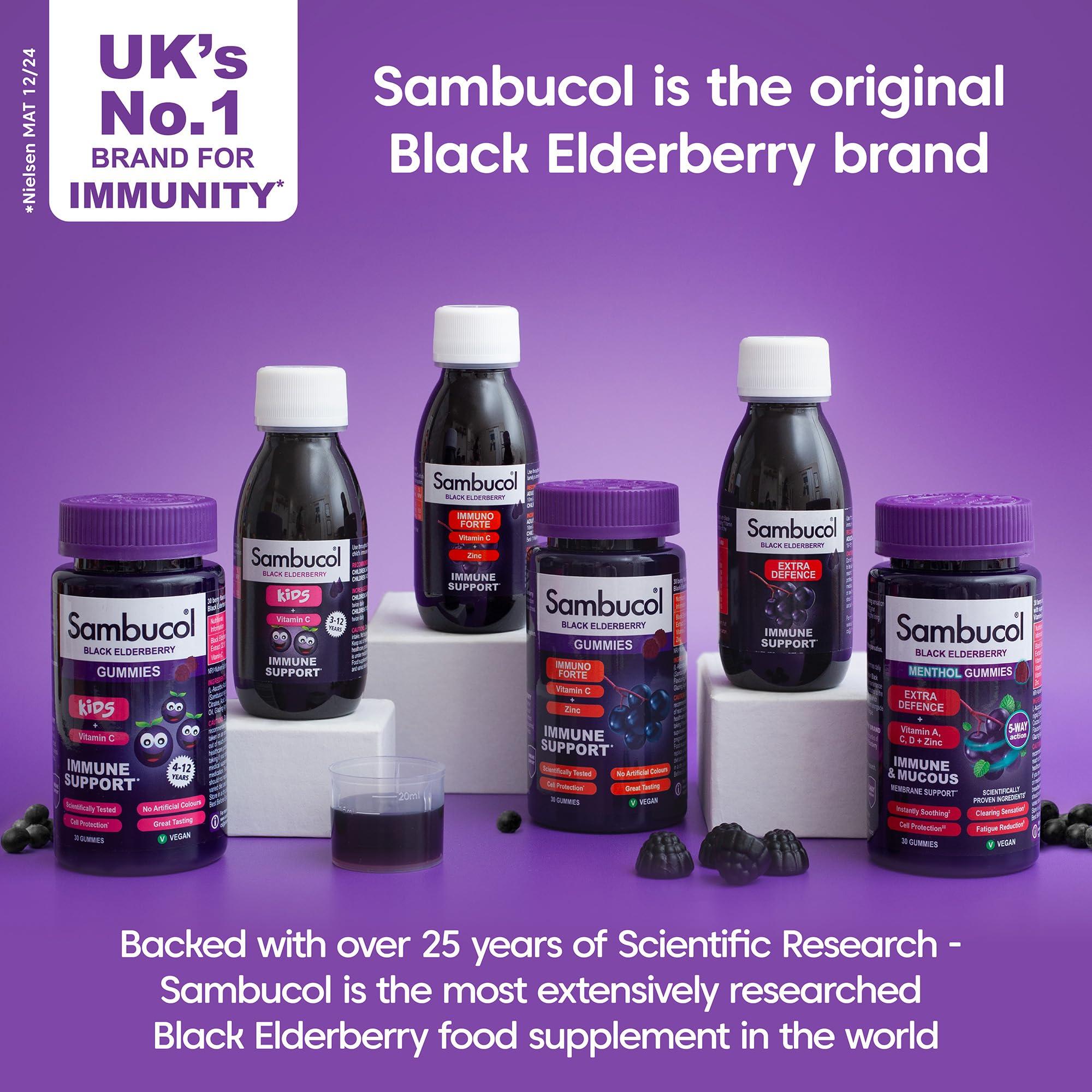 Sambucol Sambucol Natural Black Elderberry Immuno Forte Chewable Pastilles | Vitamin C | Zinc | Immune Support Supplement | 20 pastilles