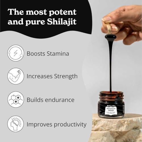 Better Alt Better Alt Pure Himalayan Shilajit Resin High Potency Gold Grade for Men & Women| 75 Servings for Energy Boost & Immune Support, 75%+ Fulvic Acid, with Lab Test Report,400mg