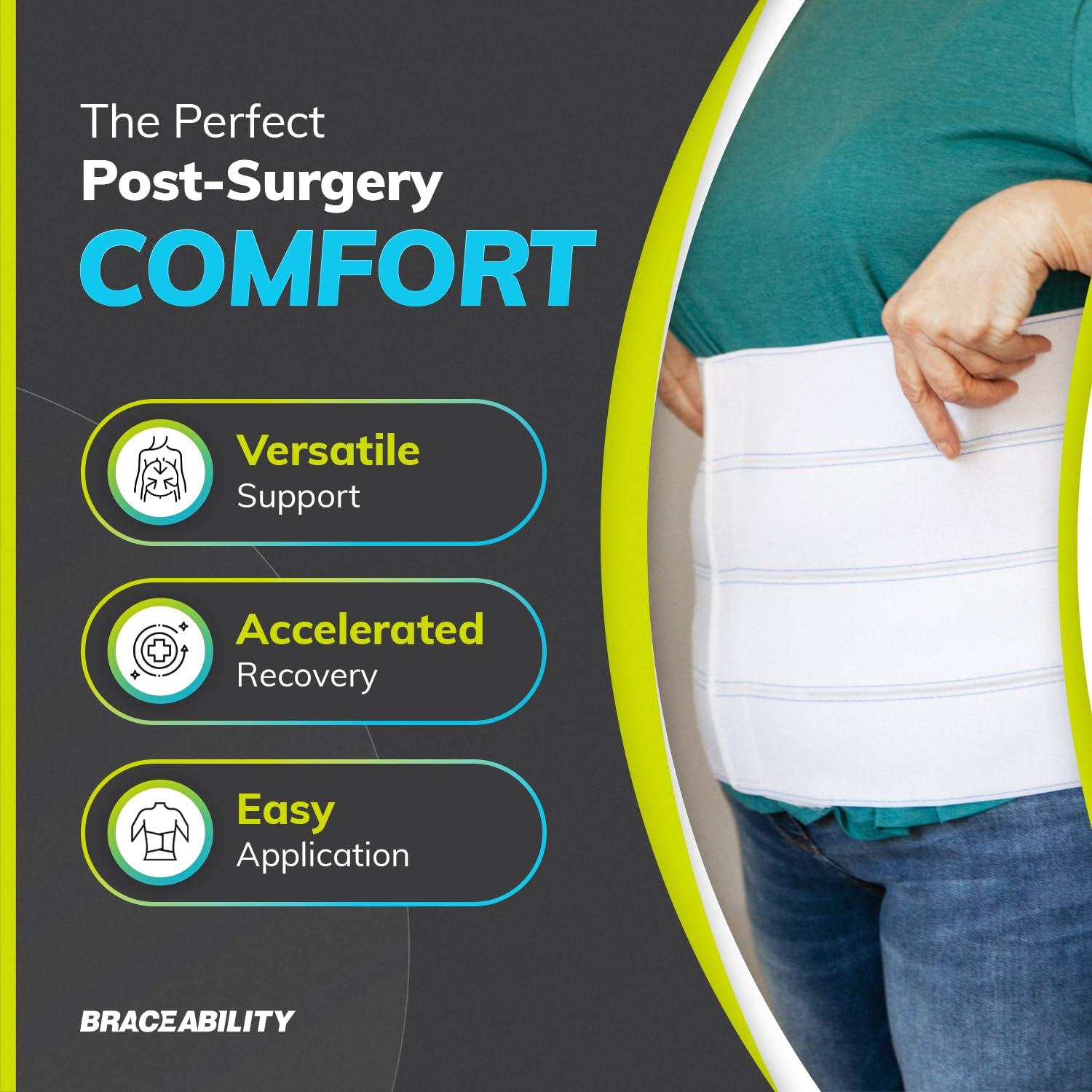 BraceAbility BraceAbility Medical Abdominal Stomach Binder - Belly Band Compression for Diastasis Recti, Postpartum, Post-Surgical Wrap for Tummy Tuck Recovery, Post op Ab Binder for Women and Men (M/L 12\")