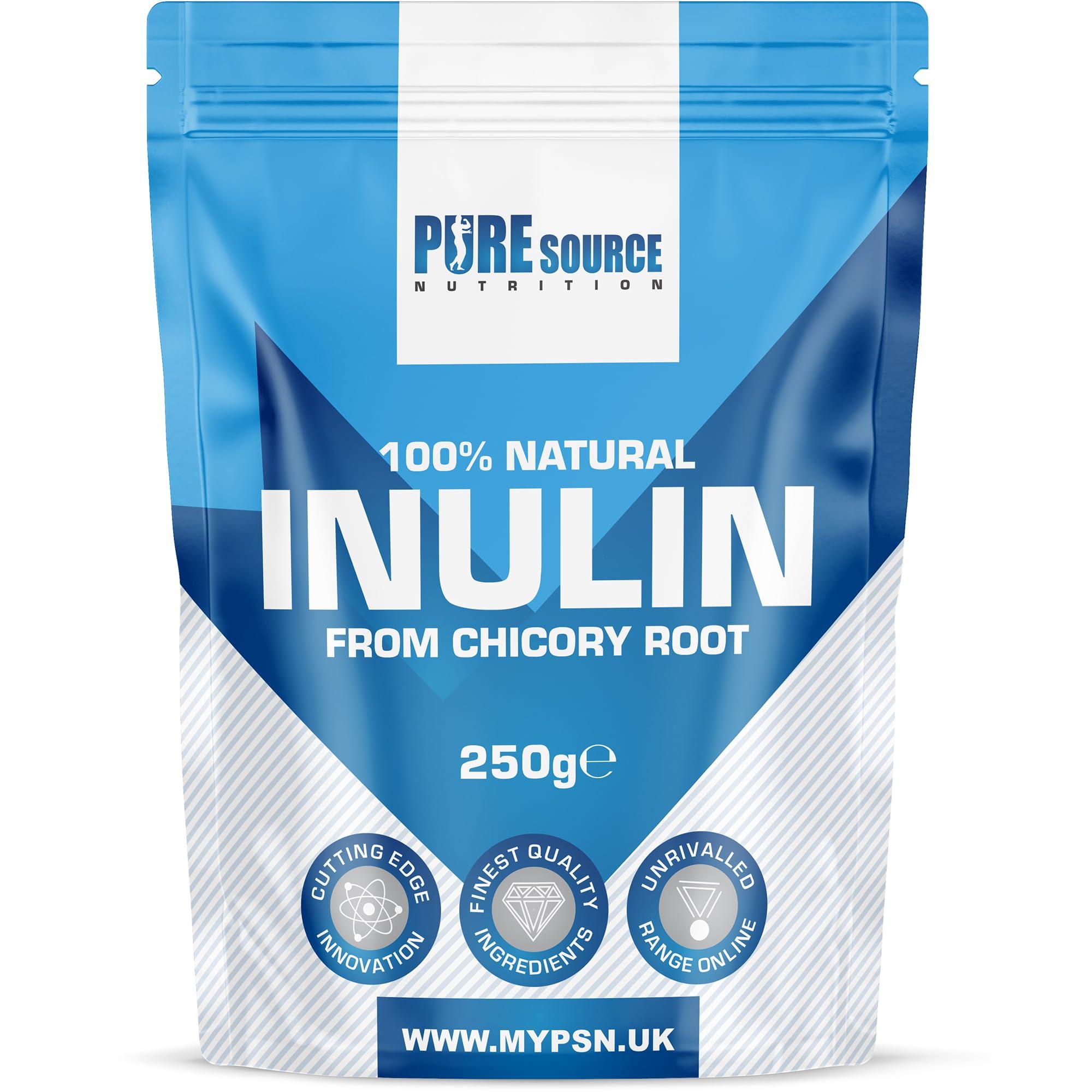 Pure Source Nutrition Inulin Powder High Grade Prebiotic Soluble Fibre Powder - Vegan GMO Free Made in EU from Natural Chicory Root Fructo OligoSaccharide FOC by Pure Source Nutrition (250g)