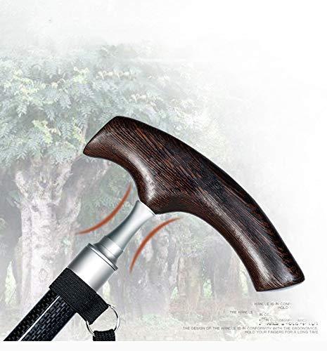 SGSG Adjustable Walking Stick, Lightweight Carbon Fiber Walking Cane With Wooden Handle,Anti - Skid Crutches For Man And Woman