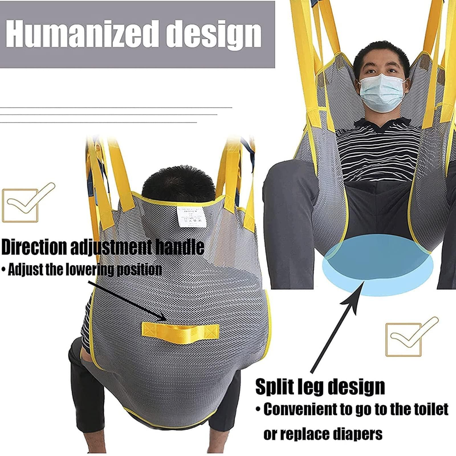 CQLXZ Toileting Patient Lift Sling With Head Support, Universal Mesh Bath Patient Lifting Hoist Sling Divided Leg Shower Sling For Hospitals Homes And Nursing Homes (Size : M)