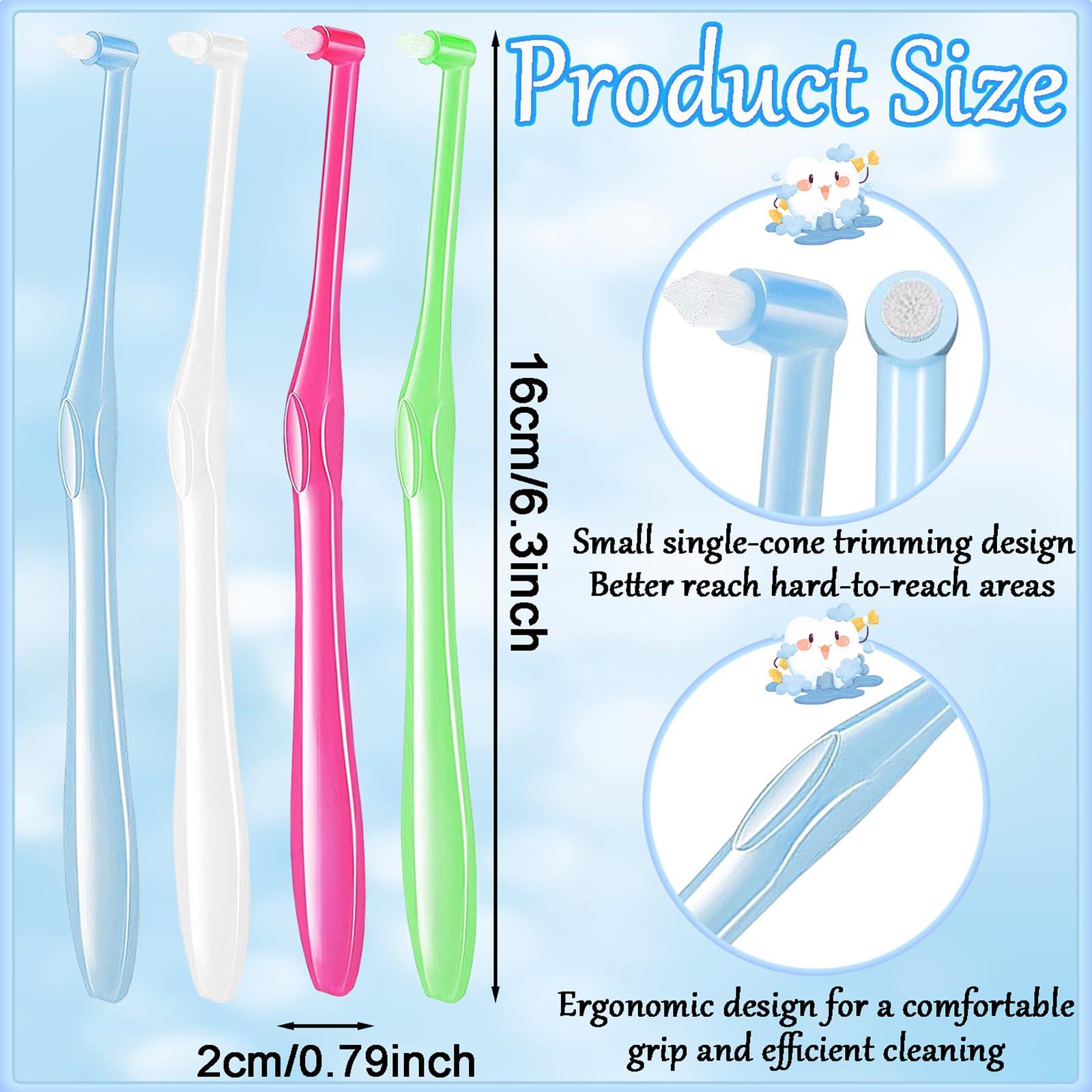 PSFYRN Single Tufted Toothbrush,Dental Brushes,5 Pcs End-tuft Tapered Toothbrush Orthodontic Toothbrushes,Braces Toothbrush and Interspace Toothbrush,for Detail Cleaning