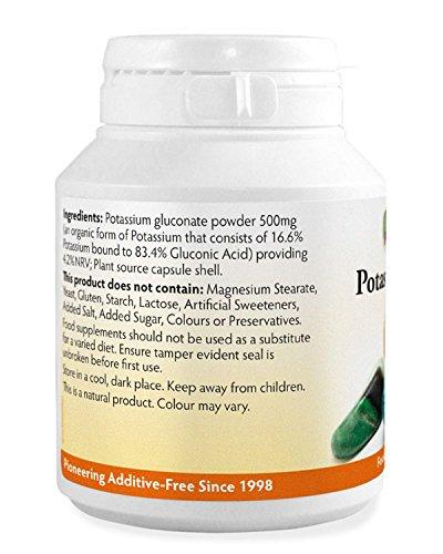 Health Leads ...Working With Nature Potassium Gluconate 500mg x 90 Capsules (100% Additive Free Supplements)