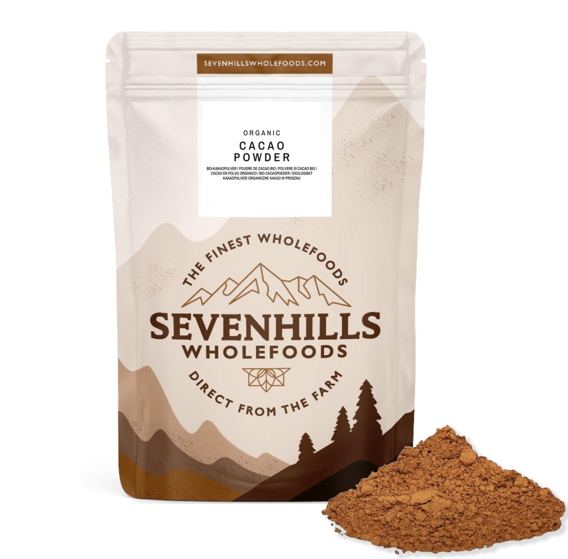 sevenhills wholefoods Sevenhills Wholefoods Organic Cacao/Cocoa Powder 1kg | Natural Source of Potassium & Manganese | Pure & Vegan for Hot Chocolate, Smoothies & Baking | Unsweetened & Non-Alkalised | GMO Free