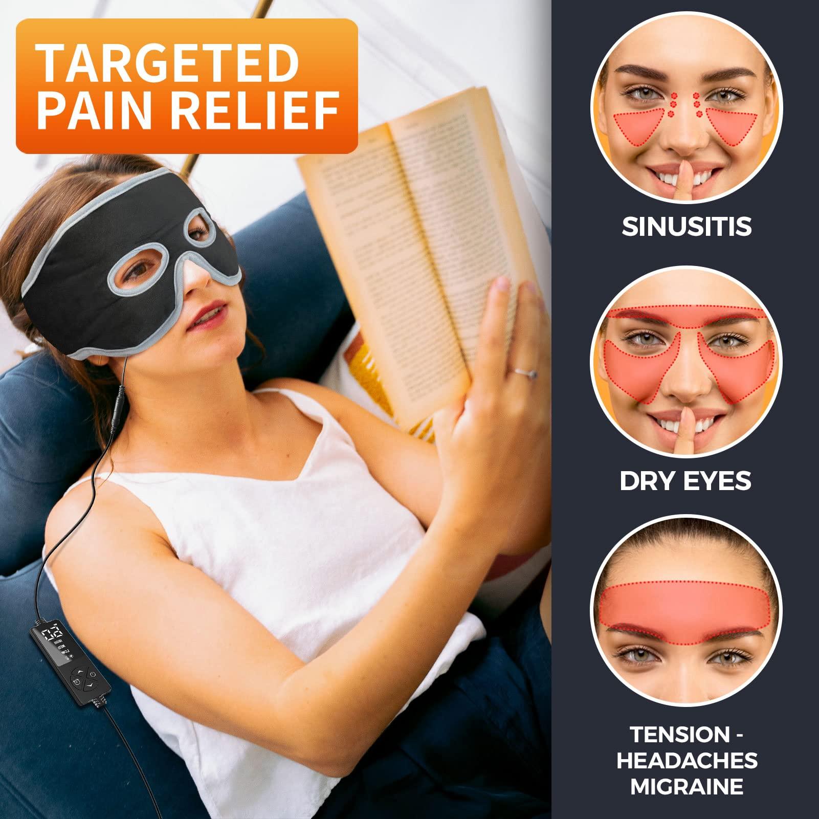 ELEKHEAL Sinus Relief Mask with 3 Heat Settings for Sinus Pressure Headache Relief, Extra Large Heated Eye Mask Electric Heating Pad for Face, Sinusitis, Dry Eye Therapy, Tension Headache Relief