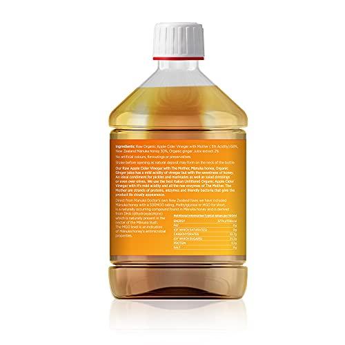Manuka Doctor MANUKA DOCTOR - Apple Cider Vinegar with Ginger & Manuka Honey, 500ml | Raw, Unfiltered ACV with The Mother | 300 MGO Manuka Honey & Organic Ginger Juice
