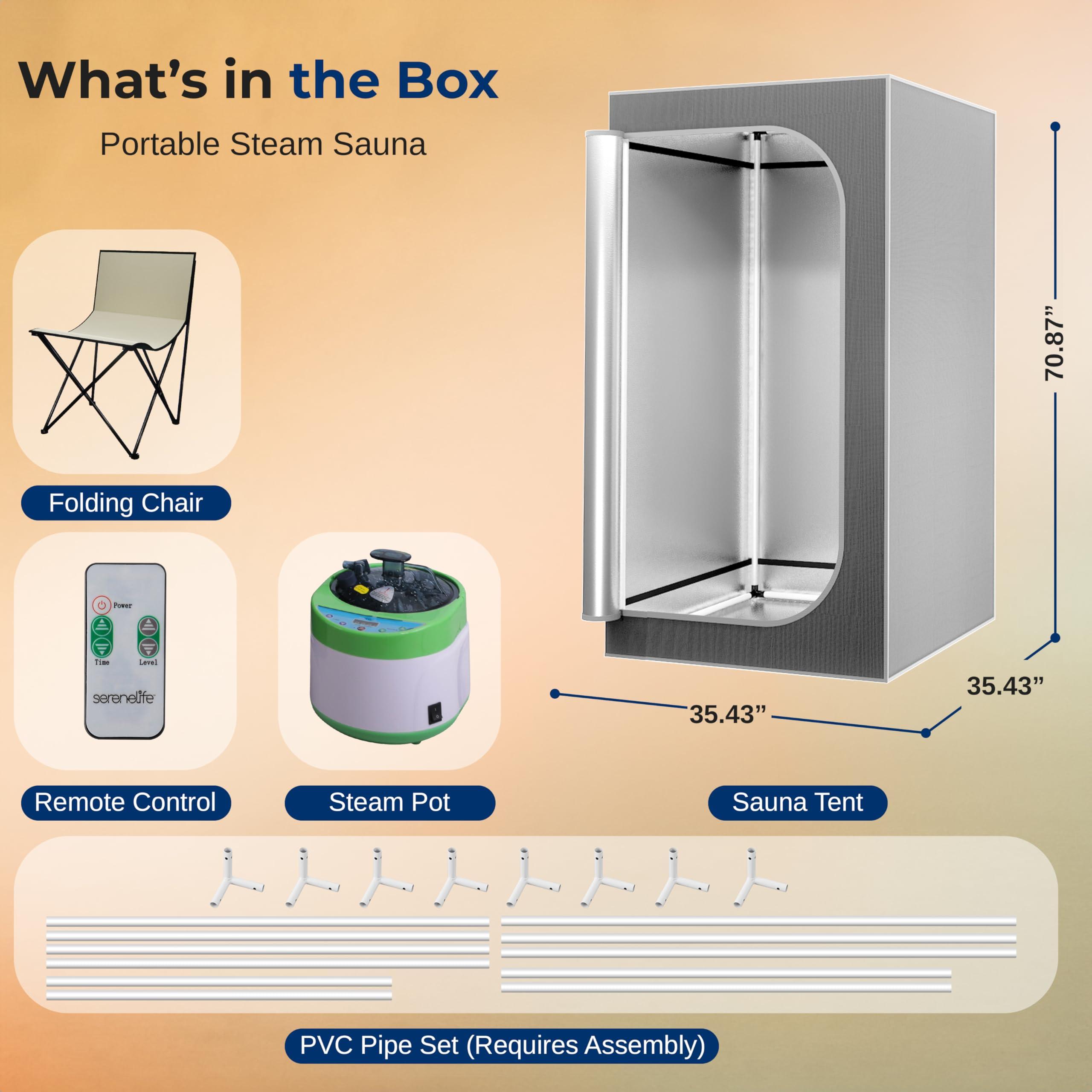 SereneLife SereneLife Portable Sauna, Full Size Infrared Home Spa, indoor sauna tent, steam room, home sauna tent, steam sauna tent, One Person Sauna box for home, with Free Heating Foot Pad and Portable Chair