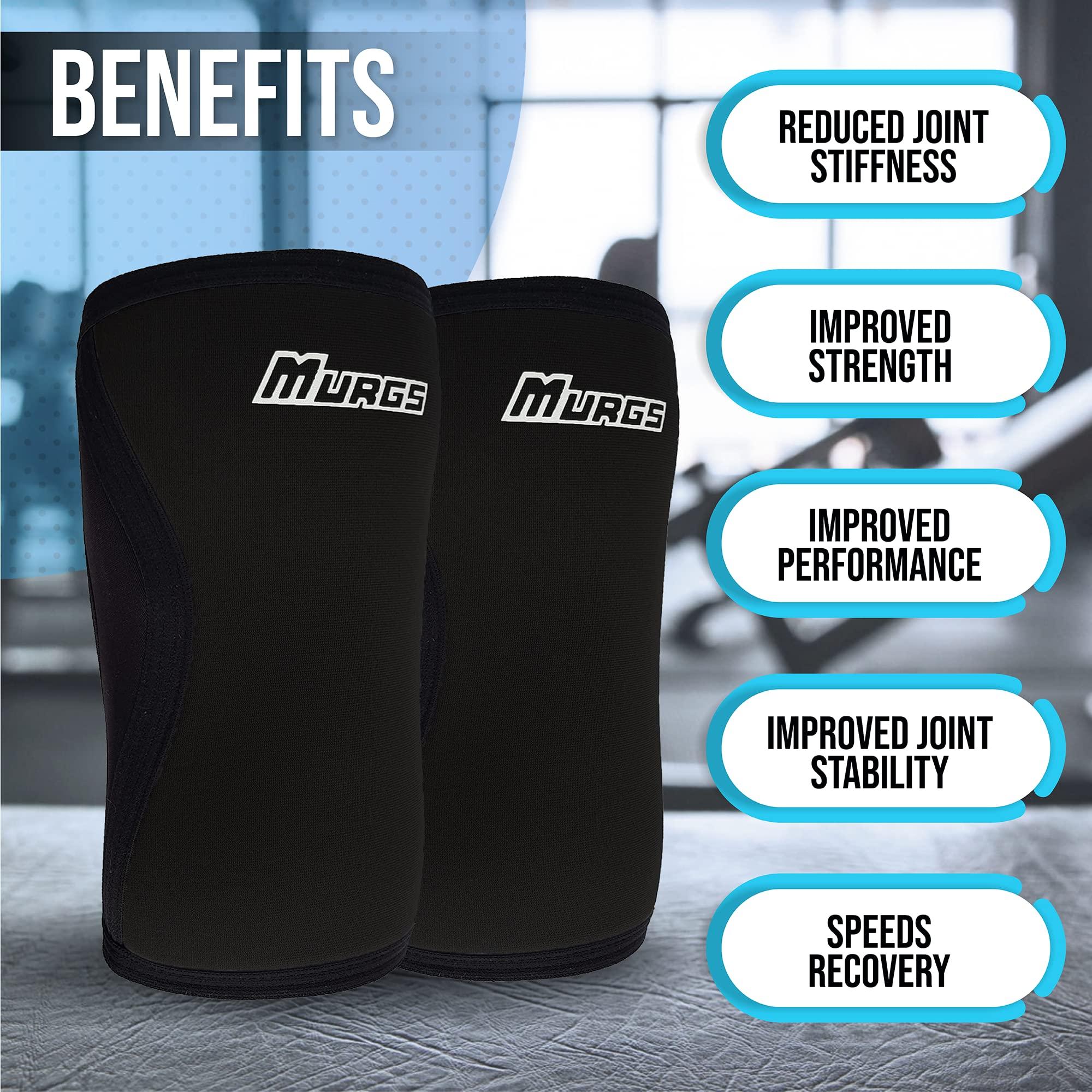 Murgs Murgs Knee Sleeves 7mm Neoprene Sleeves for Weightlifting, Running, Squats & Powerlifting | Unisex Gym Wraps for Men & Women (M)