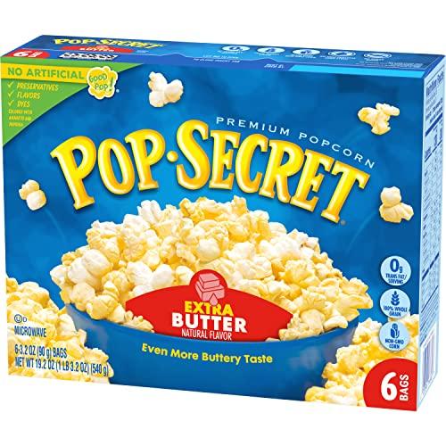Pop Secret Microwave Popcorn, Extra Butter, 3.5oz Bags, 6/Box, Extra Butter