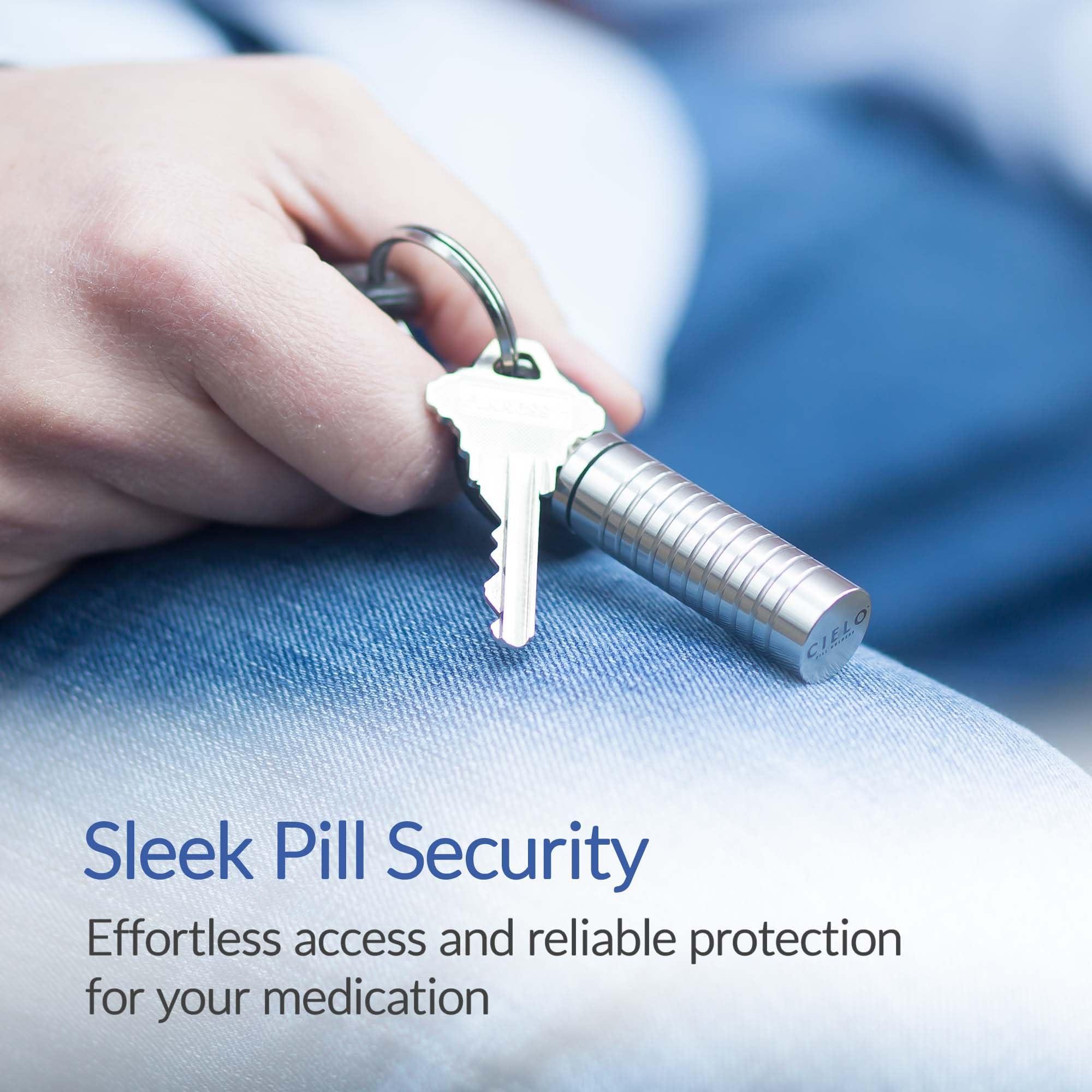 Cielo Pill Holders Cielo Pill Holders - Waterproof Large Single Chamber Stainless Steel Keychain Pill Fob and Nitro Bottle Holder