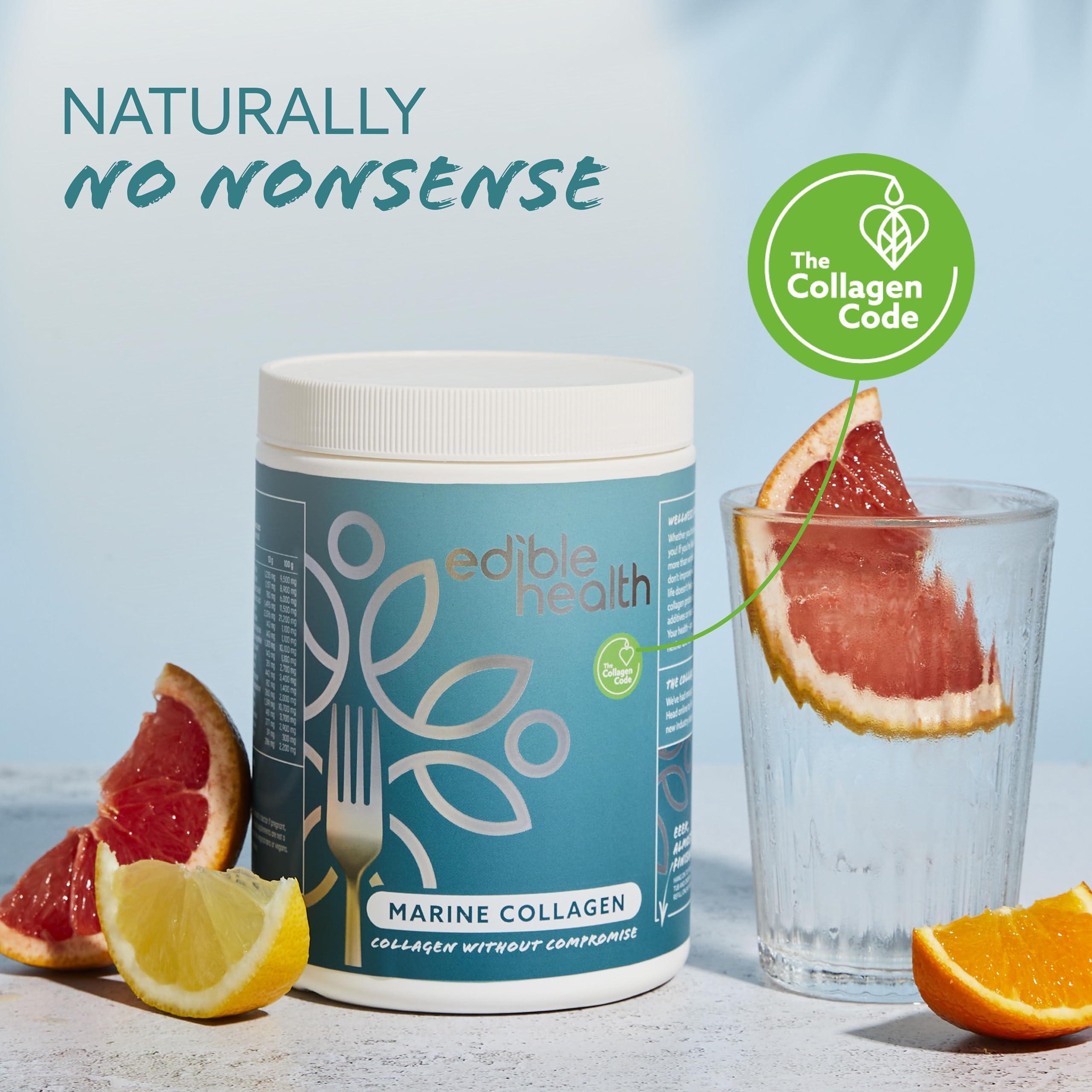 Edible Health High Protein Marine Collagen Powder, Collagen Supplements Regeneration, Quality Collagen Powder Supplement, Collagen Peptides for Diet and Everyday, Carb Free Marine Collagen, 400g Tub,30 Day Supply