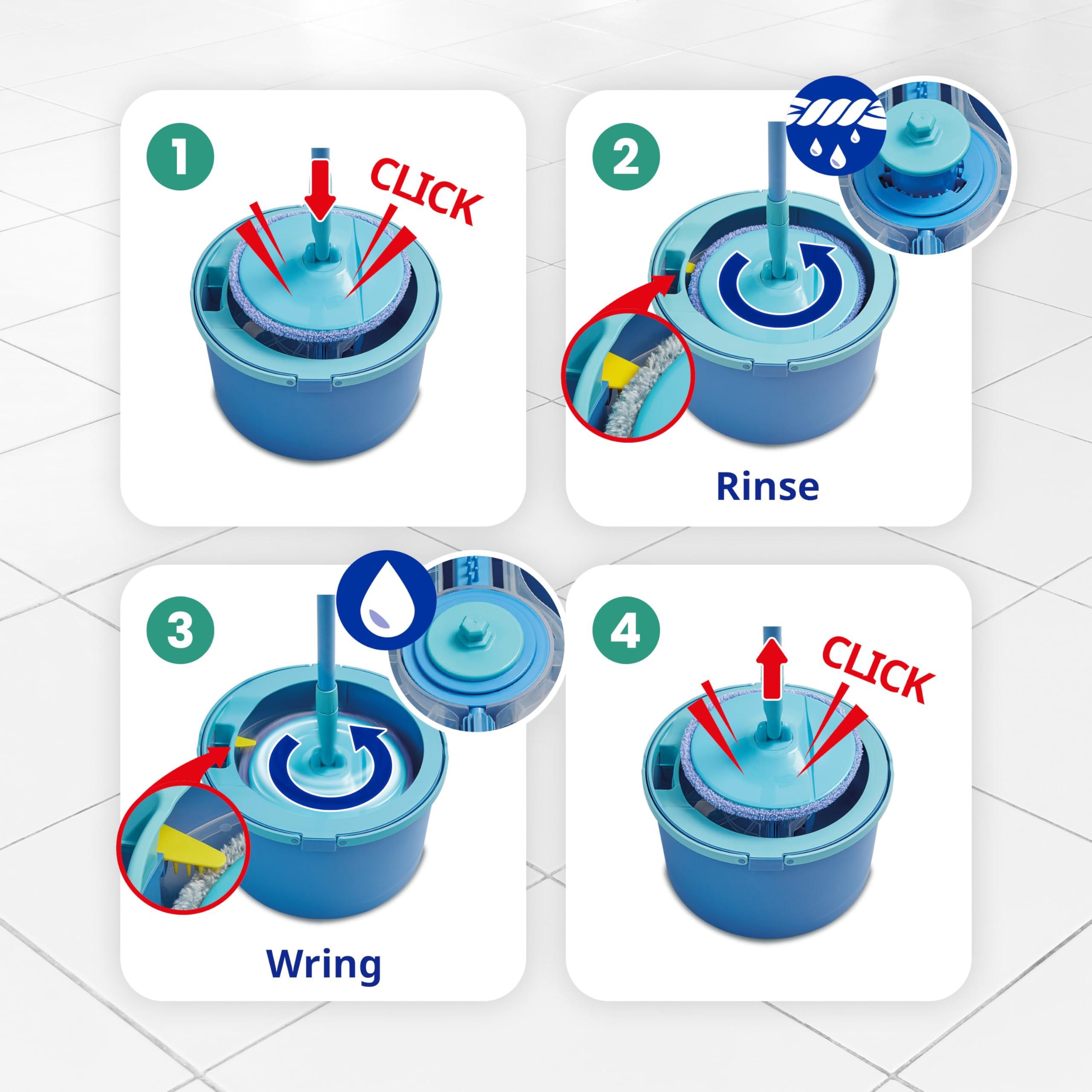 Spontex Spontex Aqua Revolution System X\'tra Floor Mop and Bucket Set with Free Refill | Cleans Laminate, Wood & Tile Flooring | Flat Spin Mop with Microfibre Mop Head Refills, packaging may vary