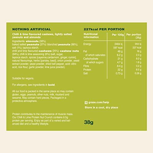 GRAZE Graze Punchy Chilli and Lime Nutty Protein Power - Vegan Snacks, Low calorie snacks - Natural Flavours - Packaging may vary - (9 x 38g Snacks)