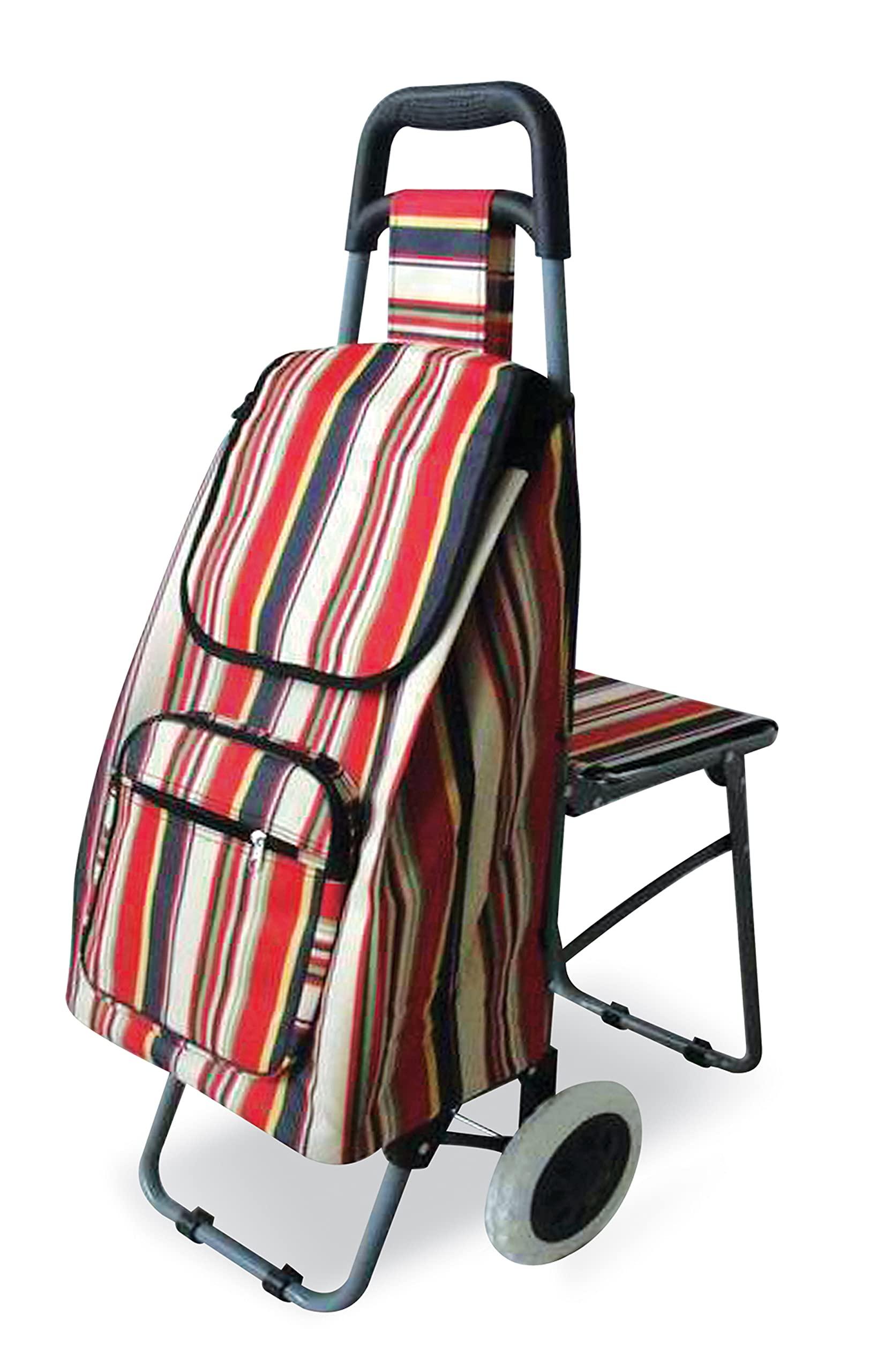 Lifemax Lifemax Leisure Shopping Trolley with Seat Lightweight, Foldable, Large Capacity with Easy-Roll Wheels, Perfect for Groceries, Travel, & Outdoor Use and Great for Senior Mobility