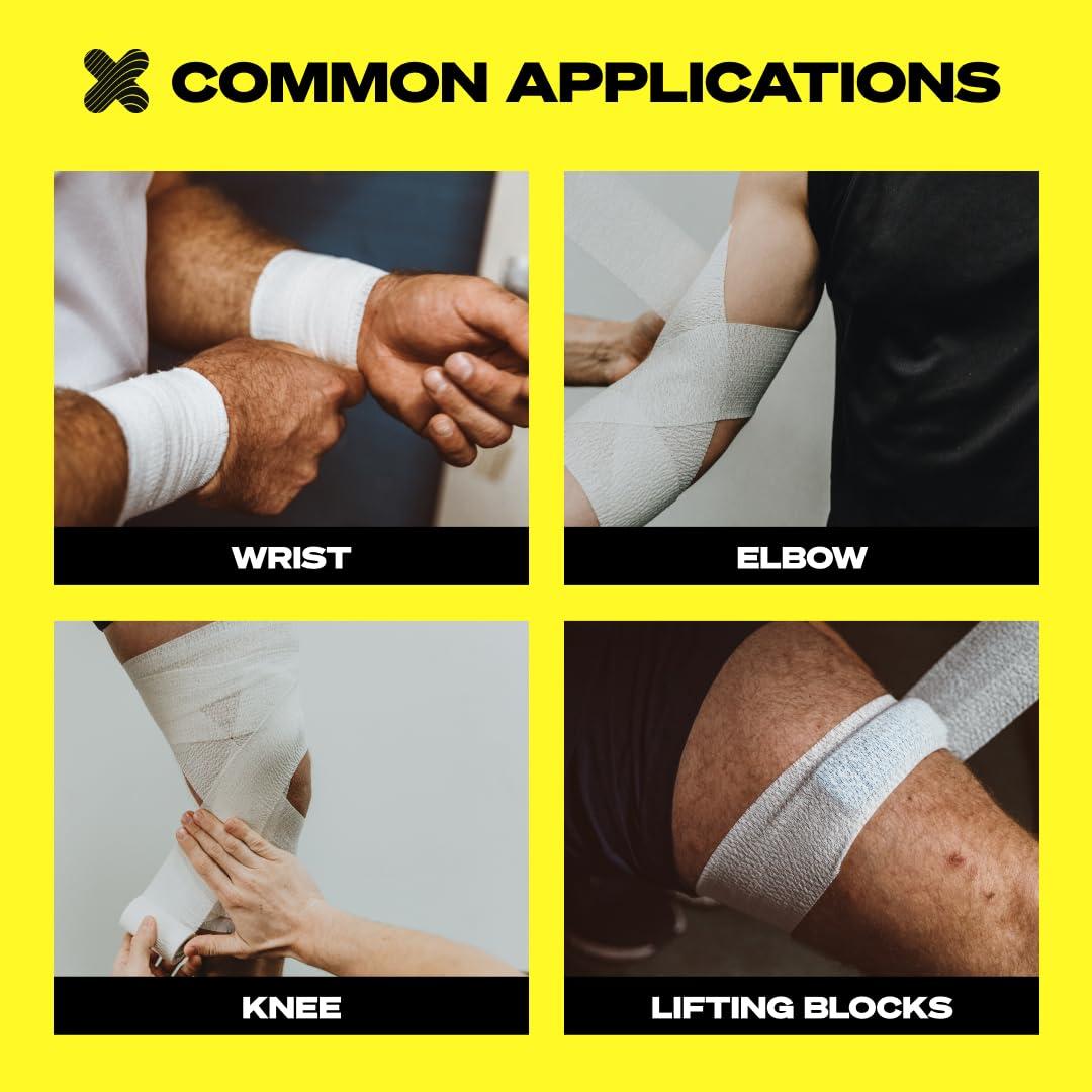 SPORTTAPE Box of 24 Rolls - SPORTTAPE EAB Tape | 7.5cm x 4.5m - Black - Tearable Elastic Adhesive Bandage | Rugby Lifting Tape, Tear Light Strapping Tape | Medical, Lifting Blocks, Knee Strapping, Elbow & Wrist