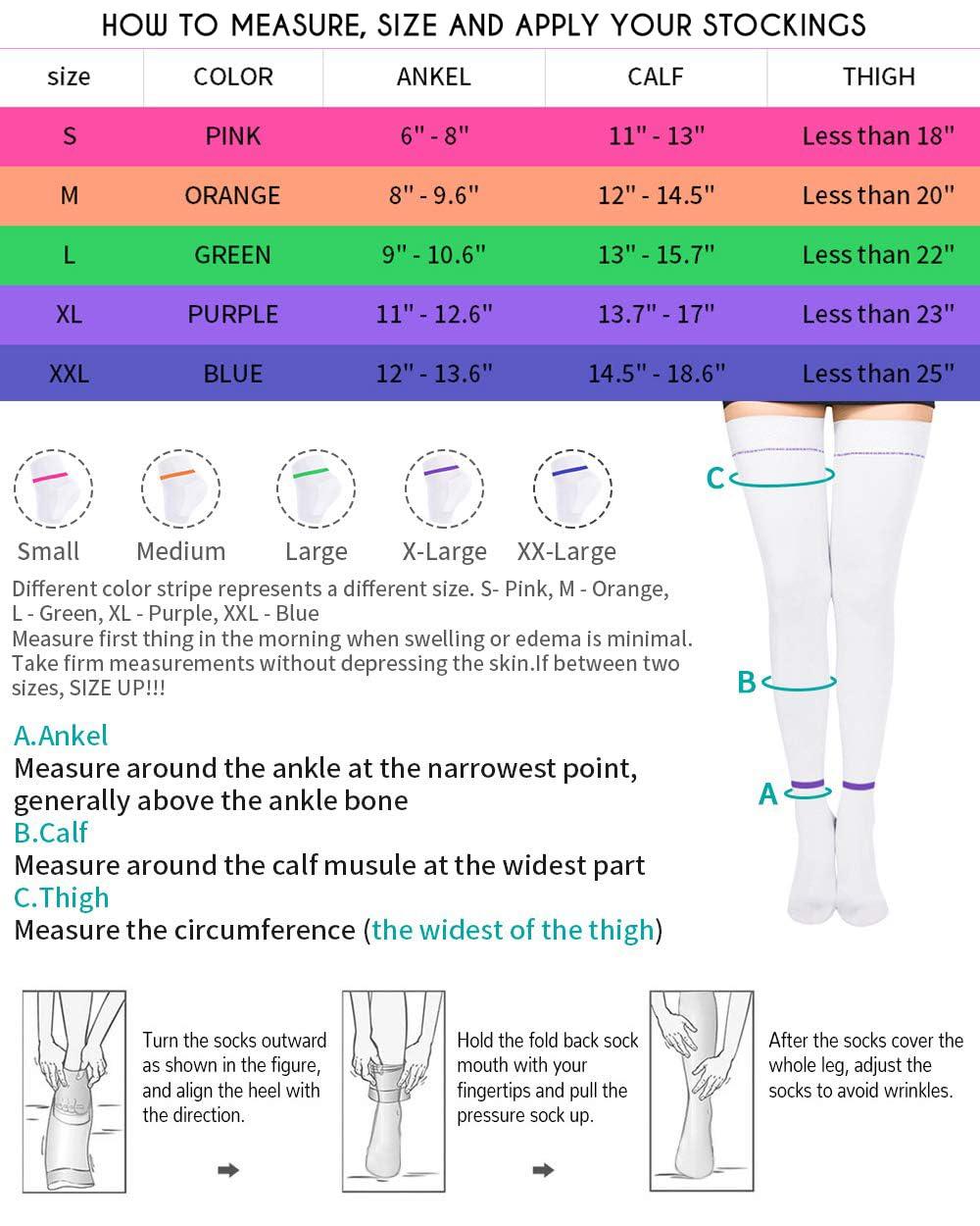 SKYFOXE SKYFOXE T.E.D. Anti Embolism Stockings for Women Men Thigh High, 15-20 mmHg Compression TED Hose with Inspect Toe Hole