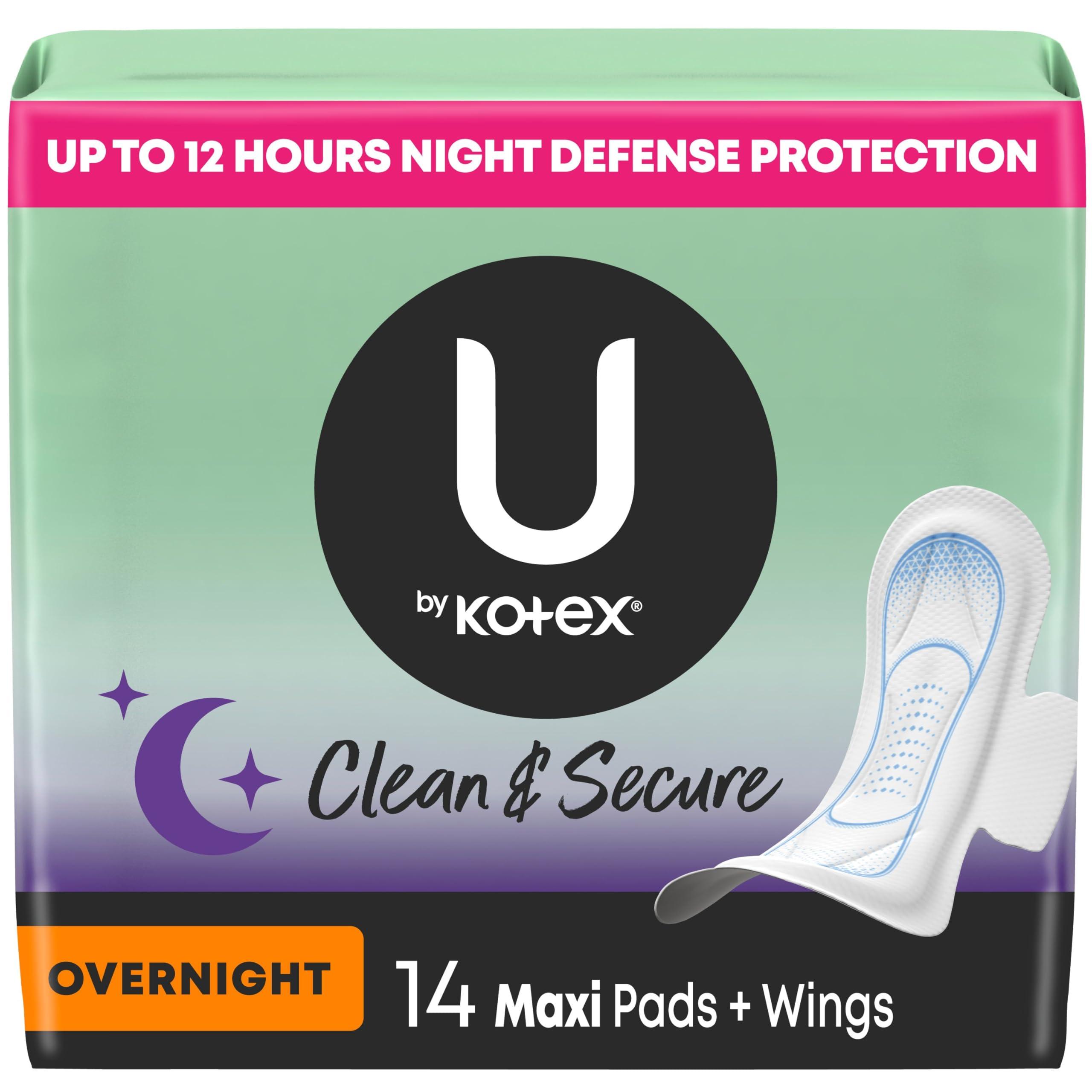 U by Kotex Kotex Overnight Pads Maxi Pads with Wings - 1 PACK - 14 count