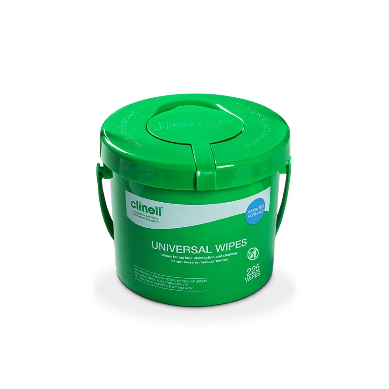Clinell Clinell Universal Cleaning and Disinfectant Wipes for Surfaces - Pack of 4 Buckets - 225 Wipes per Pack (900 Wipes) - Multi Purpose Wipes, Kills 99.99% of Germs, Quick Action
