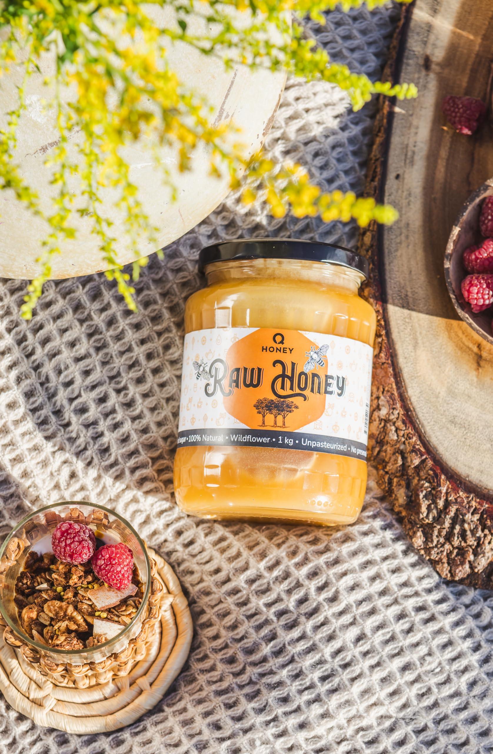 Q honey Pure Raw Honey 1kg Natural Unpasteurised Unfiltered Unheated Forest honey Wildflower Honey