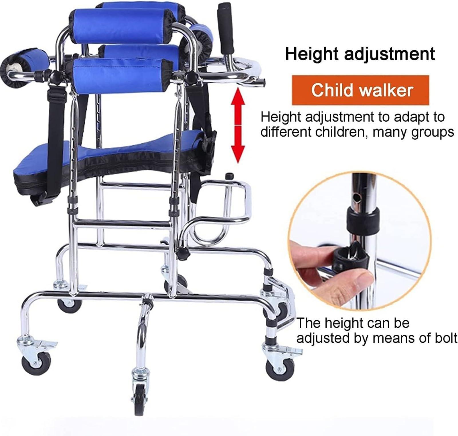 CEEBUS Walker for Disabled Children with Cerebral Palsy, Height-Adjustable Kids Upright Walker with Stainless Steel Frame, 6 Wheels Mobile Rollator,Walkers/Standing Walking Aid