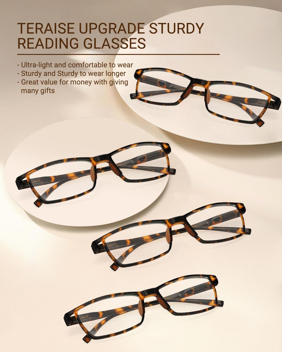 TERAISE TERAISE 4PCS Value Anti-Blue Light Reading Glasses,Lightweight Comfortable Reader Glasses for Men and Women,Sturdy Computer Reading Glasses Blue Light Blocking Included Eyeglasses Case(1.5X)