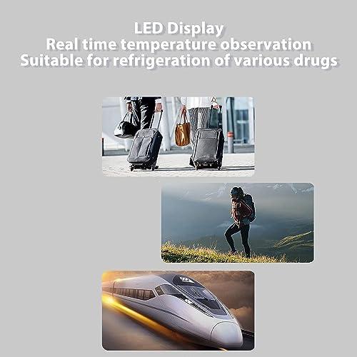 HSRG Insulin Cooler Travel Case, Mini USB Car Medicine Refrigerator with LED Display & Bag, Keeping Cooling 0-18 Rechargeable Drug Cooling Box, Home Camping Picnic Diabetic Fridge