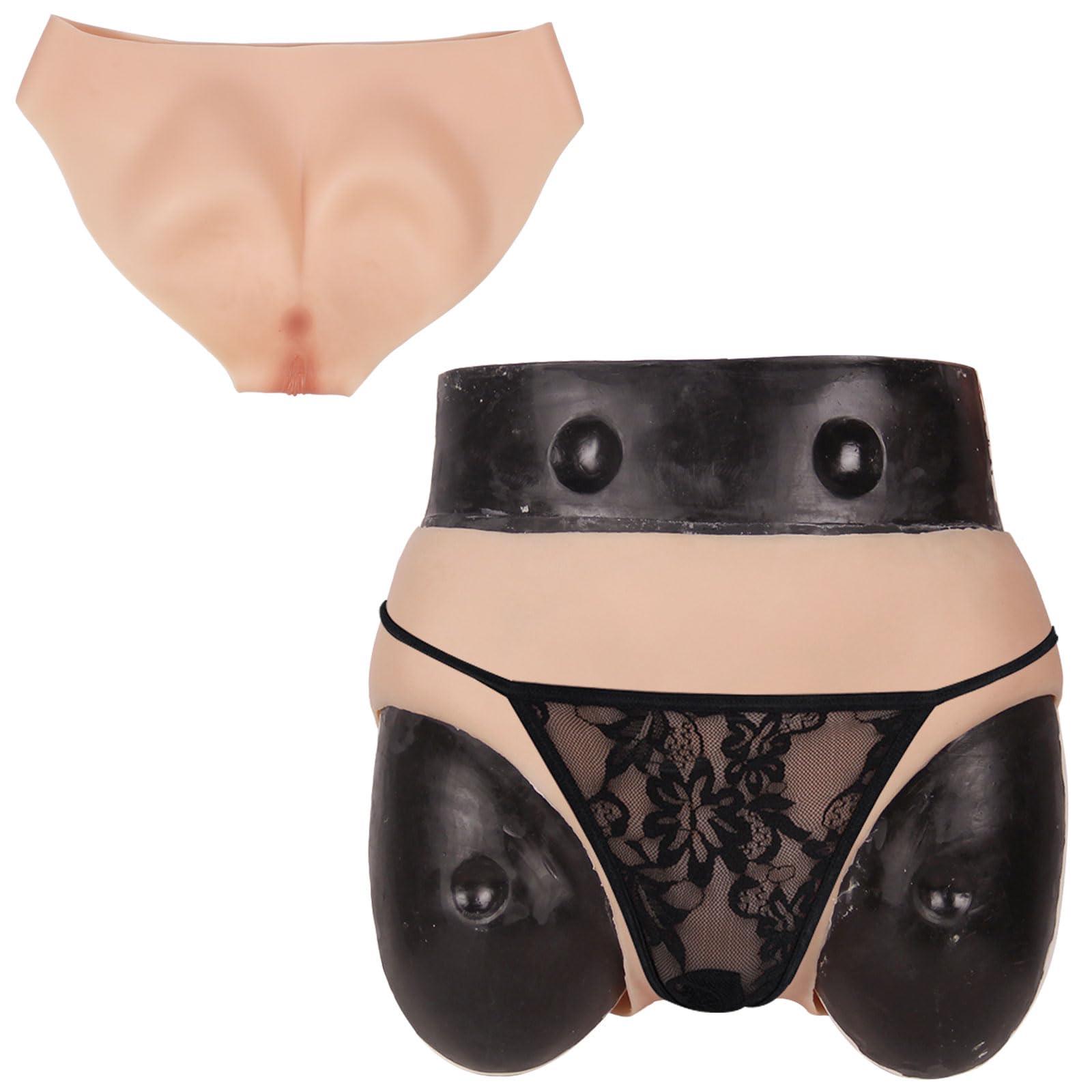 CRODRES CRODRES Crossdresser Silicone Panties Realistic Men's Camel Toes Inserted Hiding Gaff Thong Hip Lift Underwear for Dragqueen,Color 1,Basic