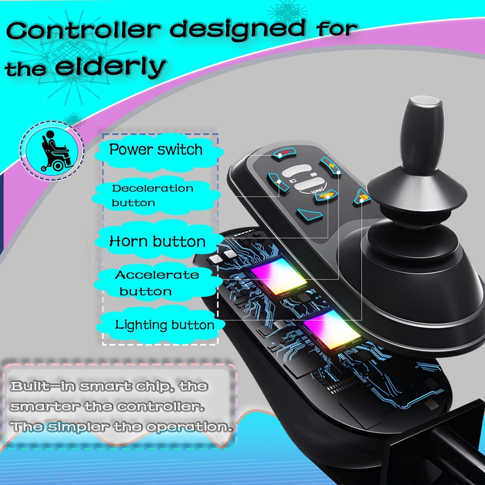 loktch Ultra Lightweight Portable Foldable Electric Wheelchair for Adults Seniors, 500W Motor, All Terrain Motorized Wheelchair, Airline Approved, Adjustable Leg Height - Spray Sand Black/Orang (6AH)