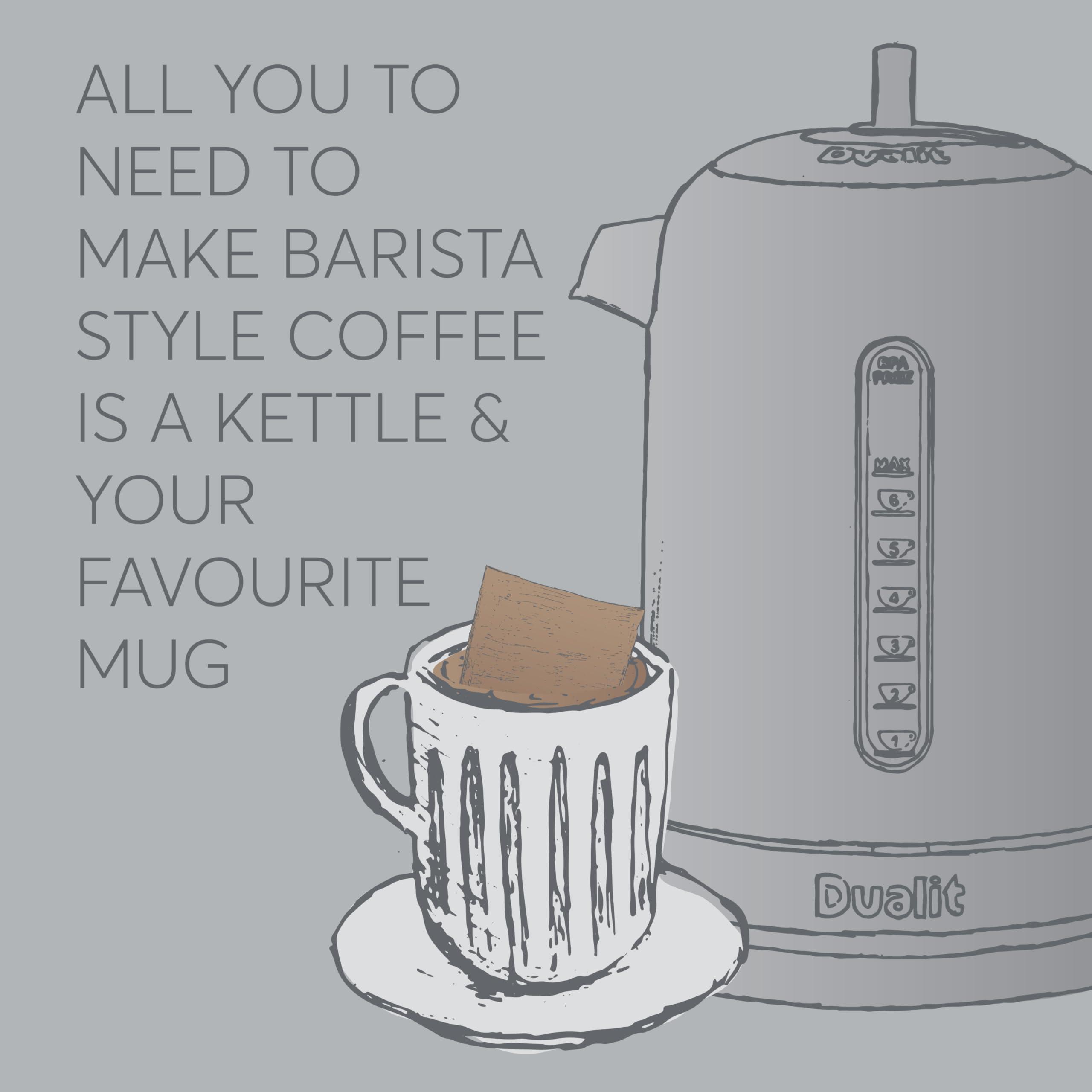 Dualit 50 Premium Indian Monsoon Coffee Bags by Dualit - Compostable Coffee Bag with Recyclable Sachet For Easy, Mess Free Coffee On The Go - Individually Wrapped for Freshness - Indian Monsoon