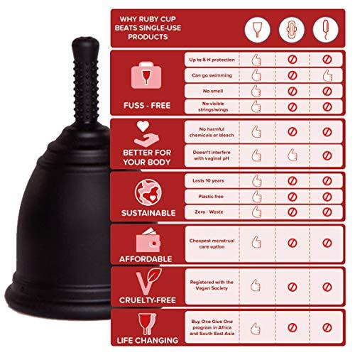 Ruby Cup Ruby Cup - Reusable Menstrual Cup - Medium (Heavy Flow) - Purple - Includes Cup Donation - Perfect for Beginners - Safe and Convenient Reliable Alternative to Tampons & Sanitary Towel