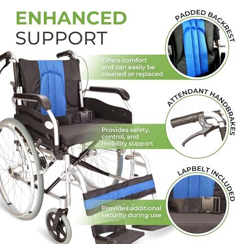 Elite Care Lightweight Aluminium Folding self Propel Wheelchair with 20-inch Extra Wide seat ECSP01-20