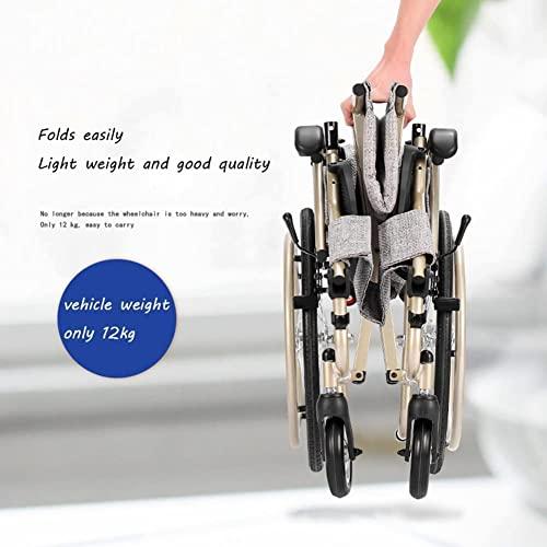 WWTSMYXGS air Lightweight Foldable Self-Propelled air Portable Manual air W/Front and Rear Parking Brake Multifunctional All Terrain air Scooter for Elderly Transit Chair