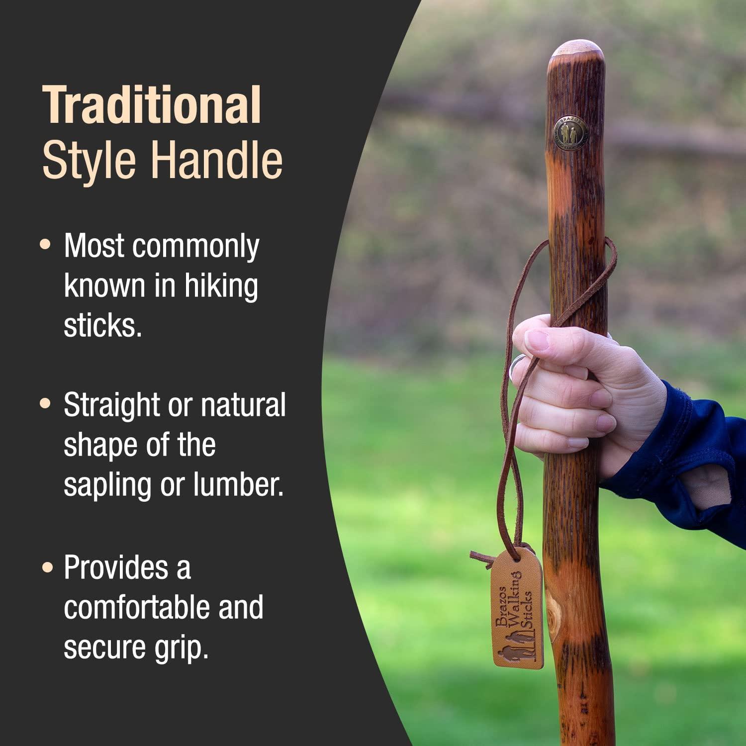 Brazos Brazos Walking Sticks Free Form Hickory Handcrafted Wood Trekking Pole, Made in USA, 58-Inch